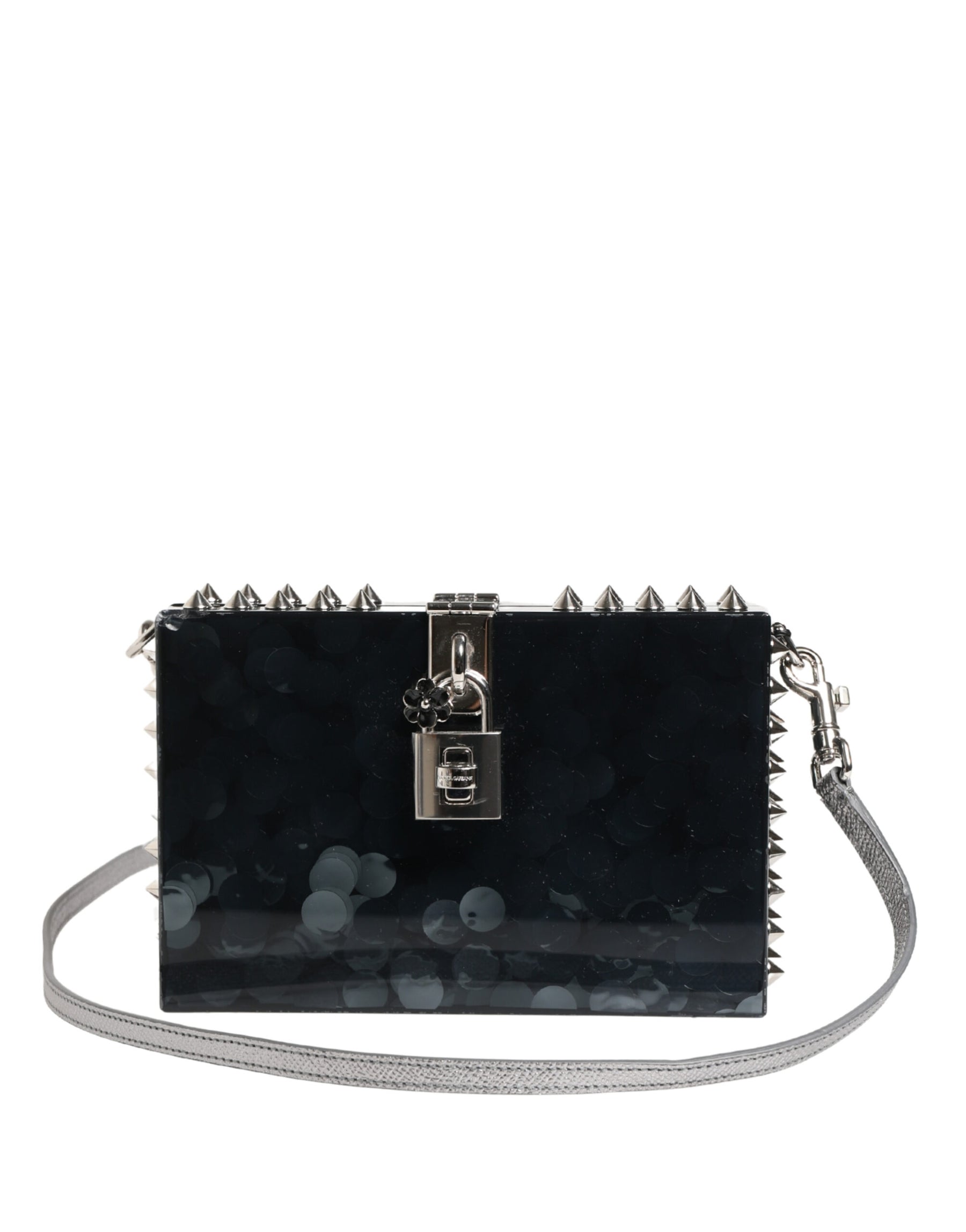 Dolce & Gabbana Black Acrylic Plexiglass Studded DOLCE BOX Clutch Bag | Regal Royce
