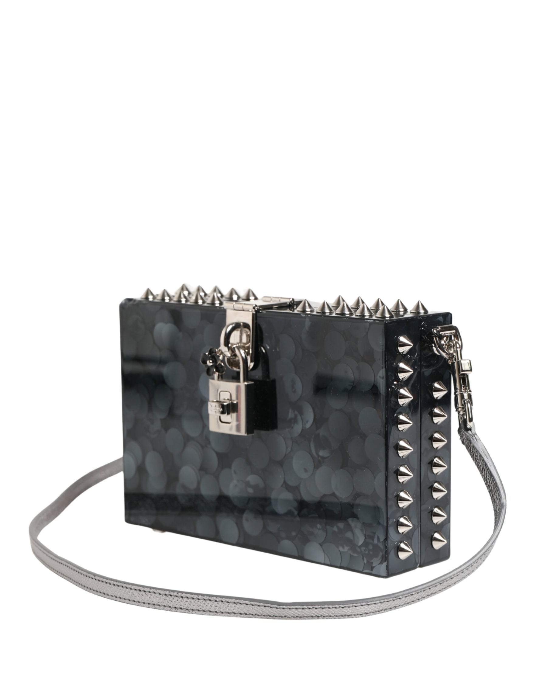 Dolce & Gabbana Black Acrylic Plexiglass Studded DOLCE BOX Clutch Bag | Regal Royce