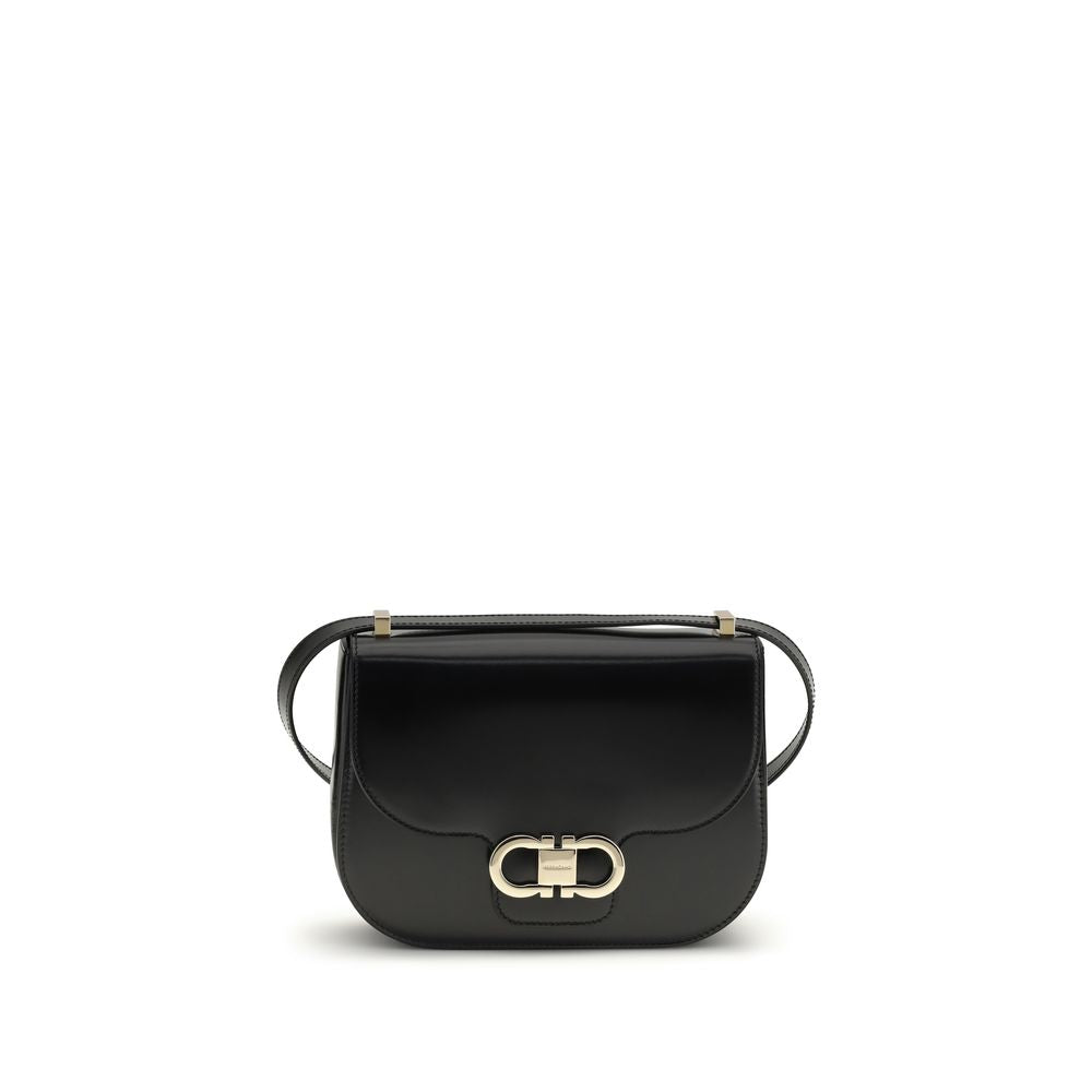 Ferragamo Black Calf Leather Bos Taurus Shoulder Bag | Regal Royce