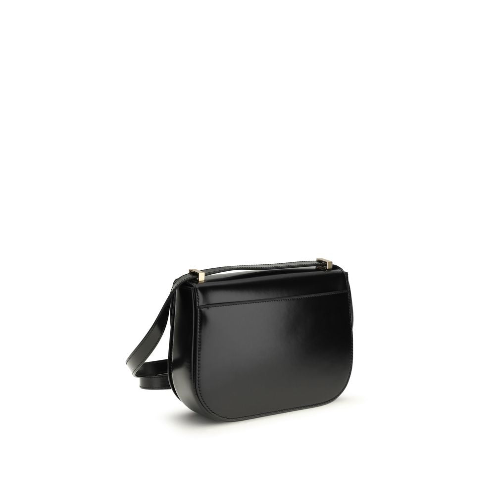 Ferragamo Black Calf Leather Bos Taurus Shoulder Bag | Regal Royce