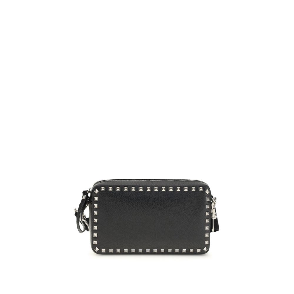 Valentino Garavani Black Calf Leather Bos Taurus Shoulder Bag | Regal Royce