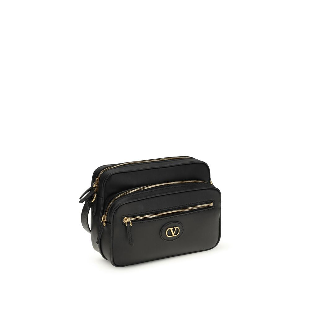 Valentino Garavani Black Calf Leather Bos Taurus Shoulder Bag | Regal Royce