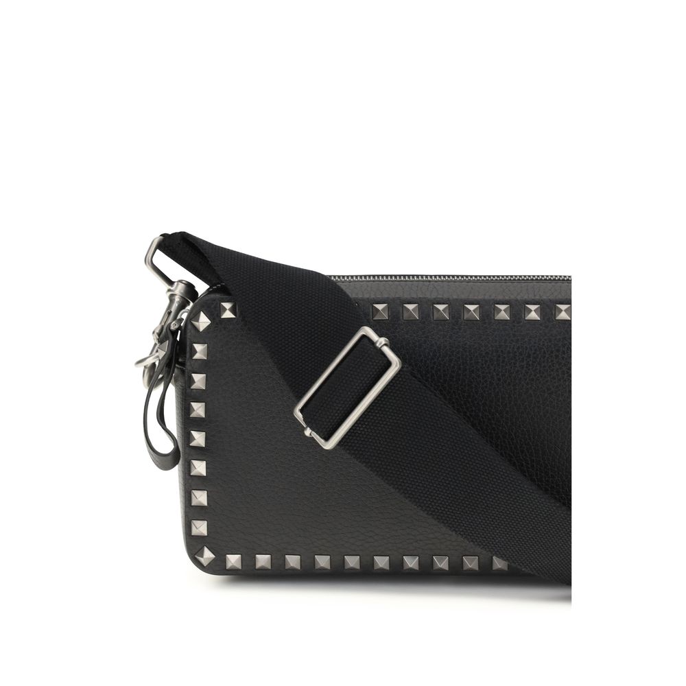 Valentino Garavani Black Calf Leather Bos Taurus Shoulder Bag | Regal Royce