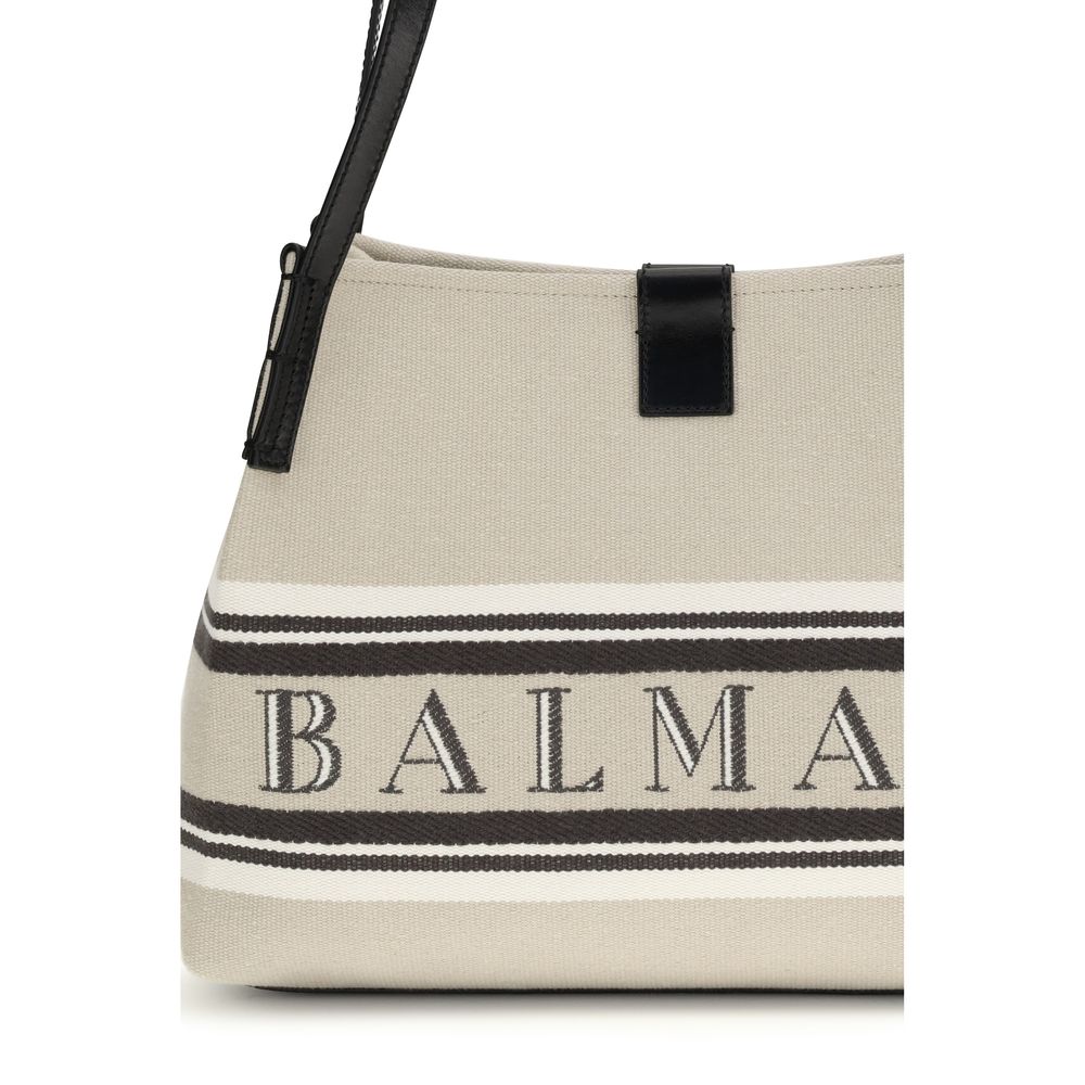 Balmain Beige Cotton Shoulder Bag | Regal Royce