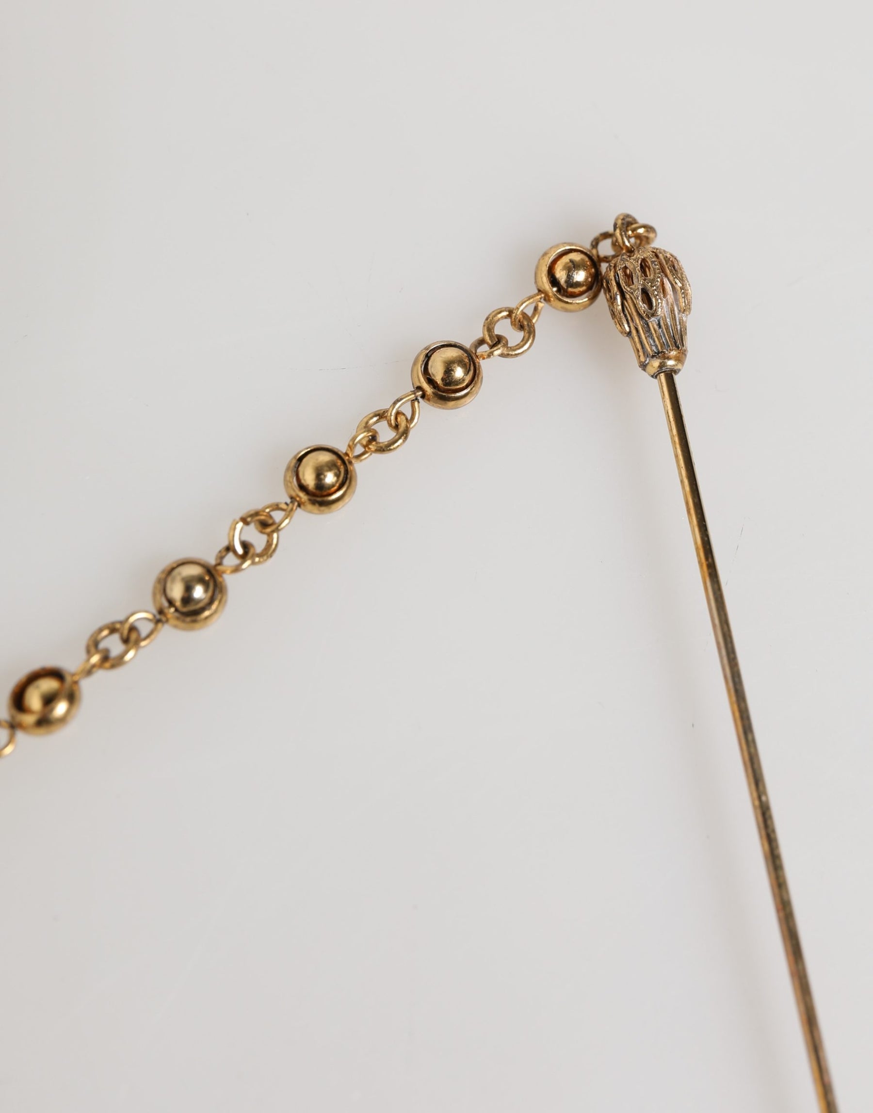 Dolce & Gabbana Black Gold Brass Crystal Chain Women Lapel Pin Brooch | Regal Royce