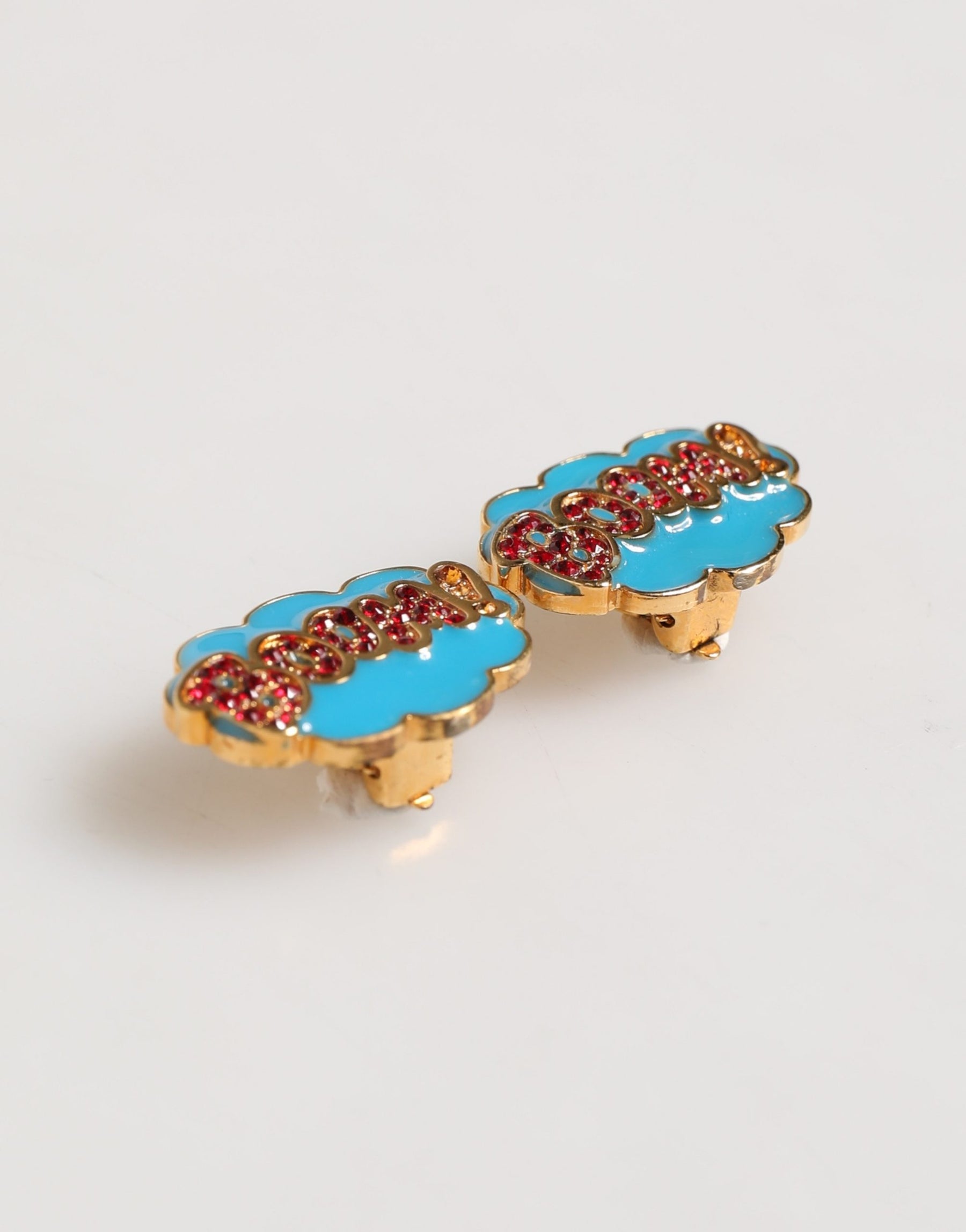 Dolce & Gabbana Gold Brass BOOM Cartoon Crystal Clip-On Women | Regal Royce