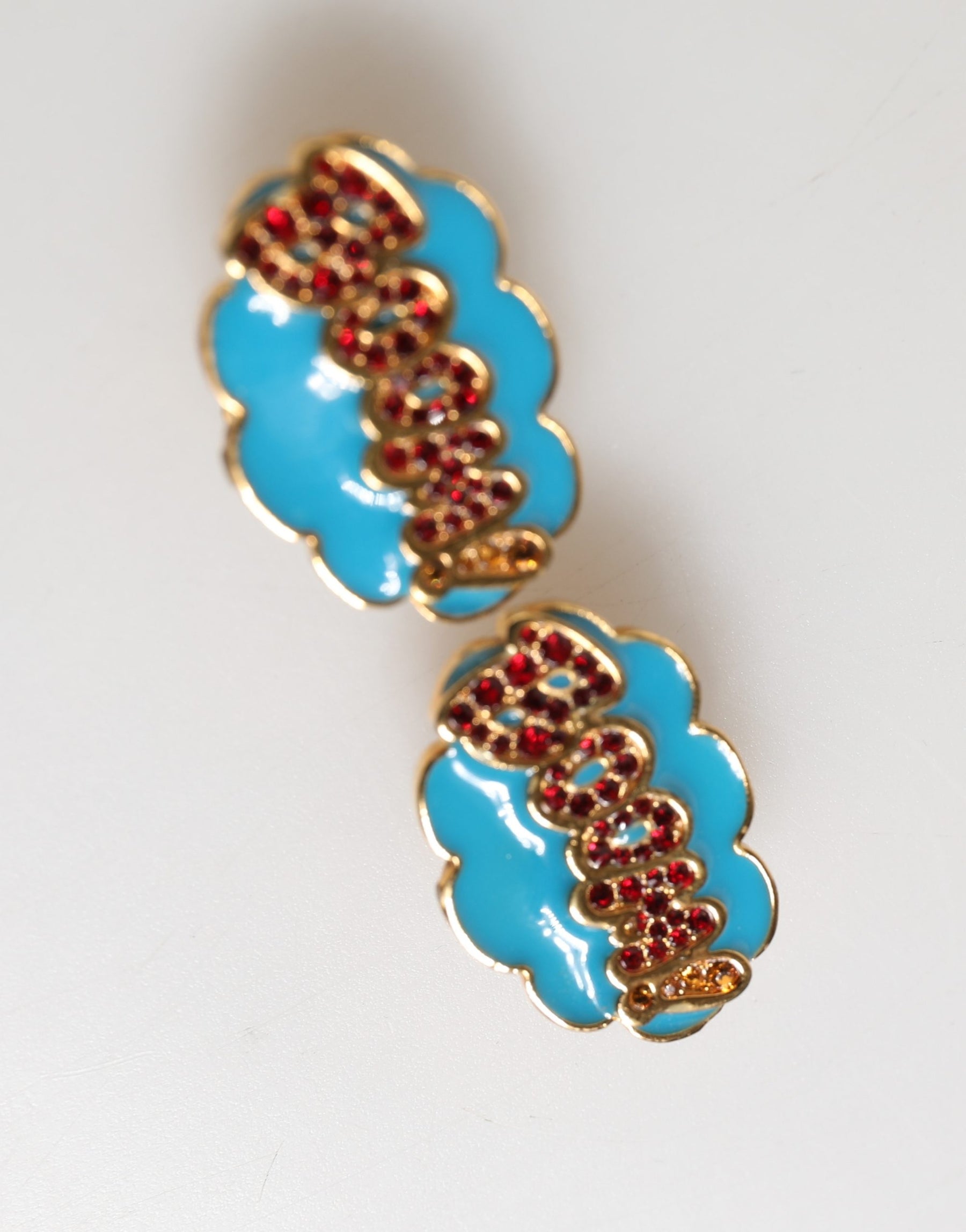 Dolce & Gabbana Gold Brass BOOM Cartoon Crystal Clip-On Women | Regal Royce