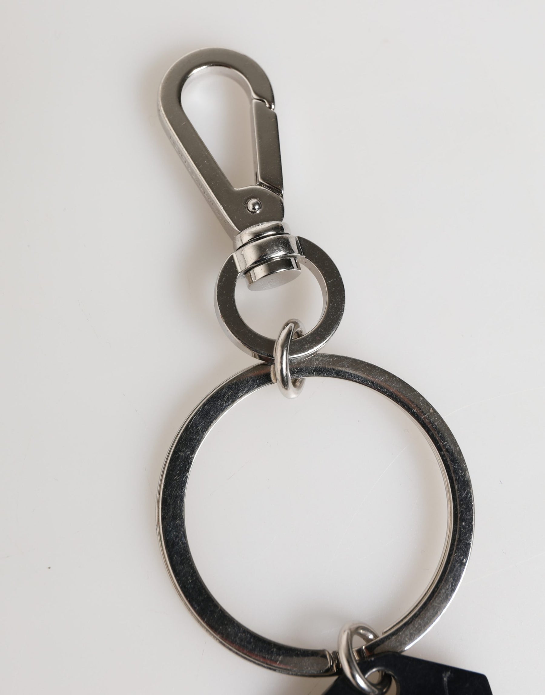 Dolce & Gabbana Black Silver Brass LogoPlaque Metal Ring Keyring  Keychain | Regal Royce