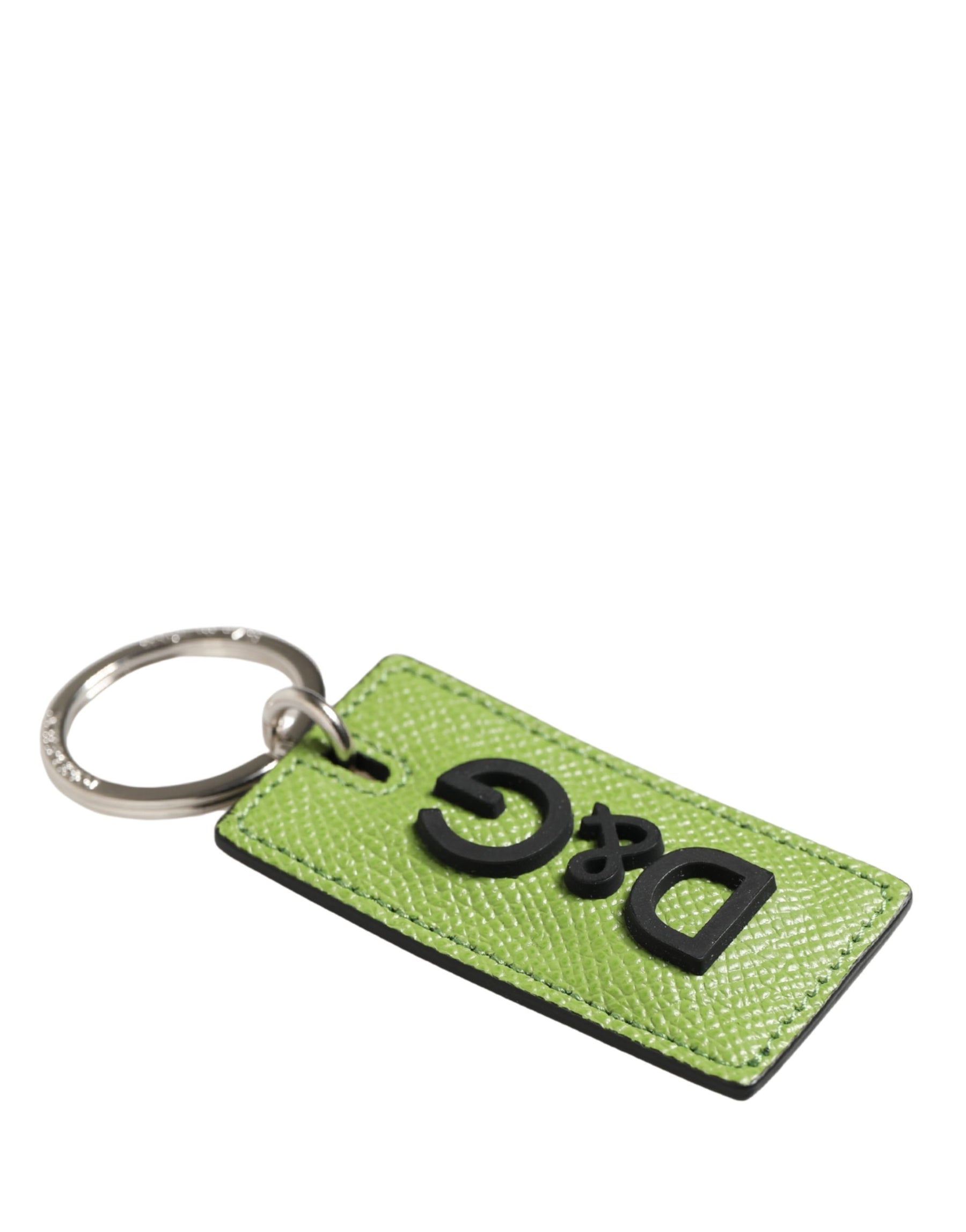 Dolce & Gabbana Green Calf Leather DG Logo Metal Ring Keyring Keychain | Regal Royce
