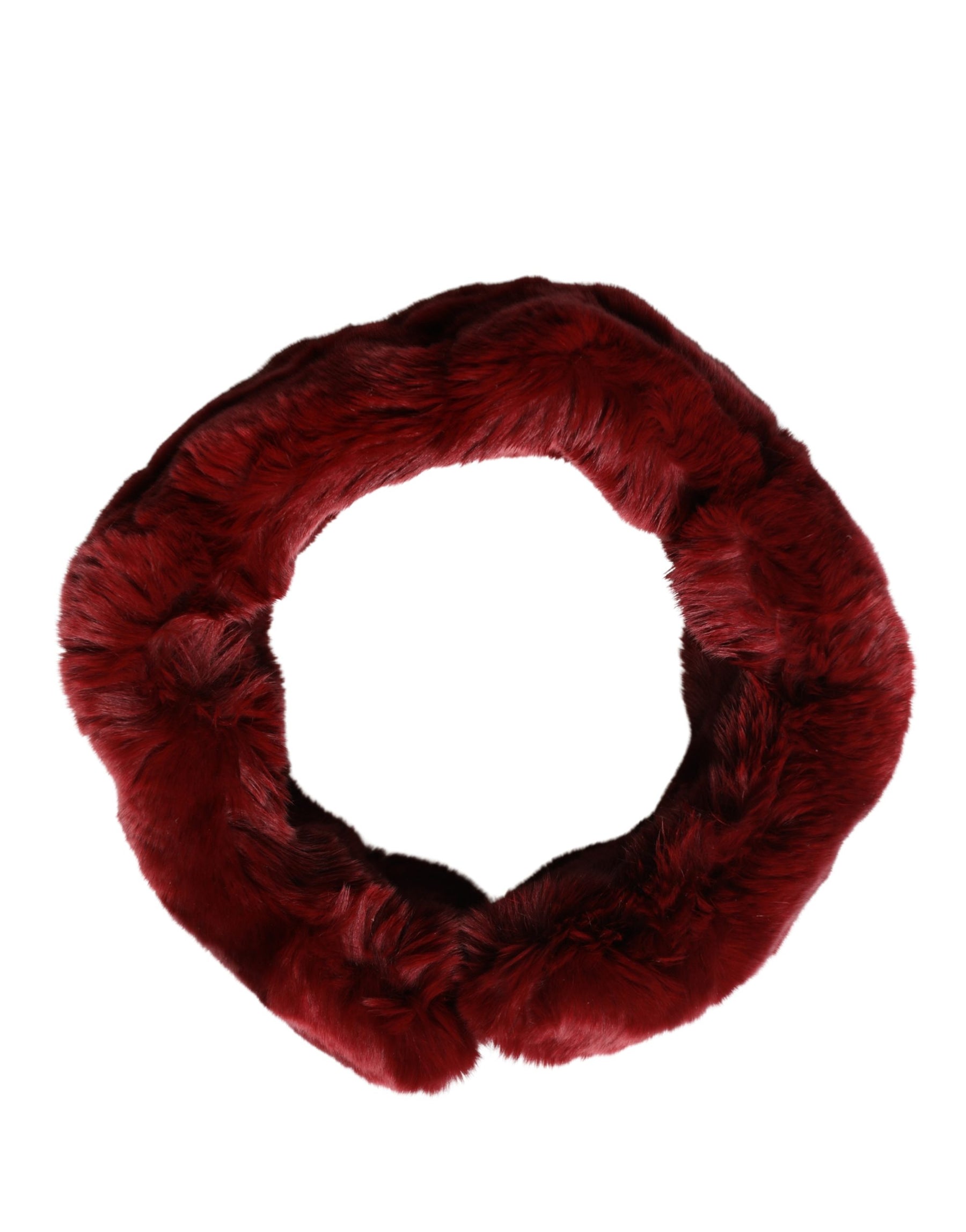 Dolce & Gabbana Red Lamb Fur Collar Women Neck Wrap 50cm x 8cm Scarf | Regal Royce