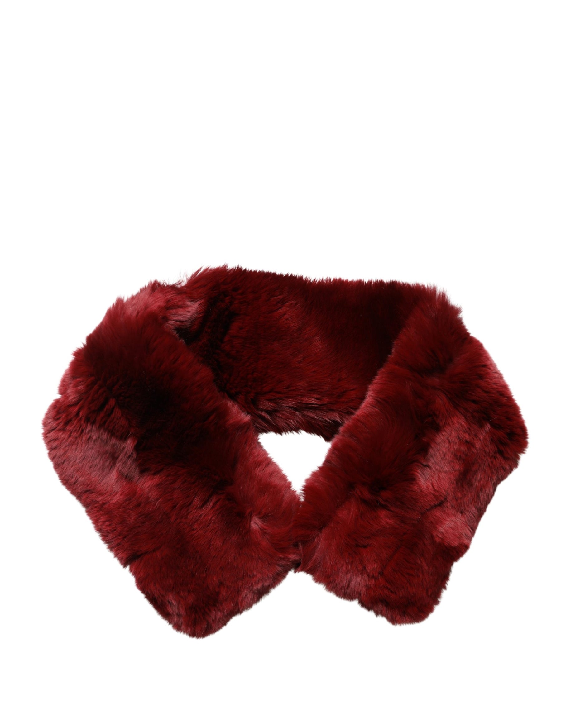 Dolce & Gabbana Red Lamb Fur Collar Women Neck Wrap 50cm x 8cm Scarf | Regal Royce