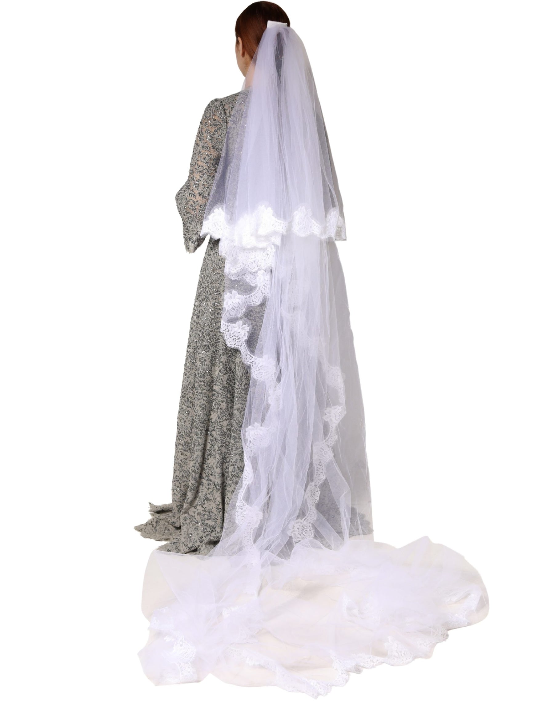 Dolce & Gabbana White Floral LaceNylon Floor Length 3M Long Veil | Regal Royce