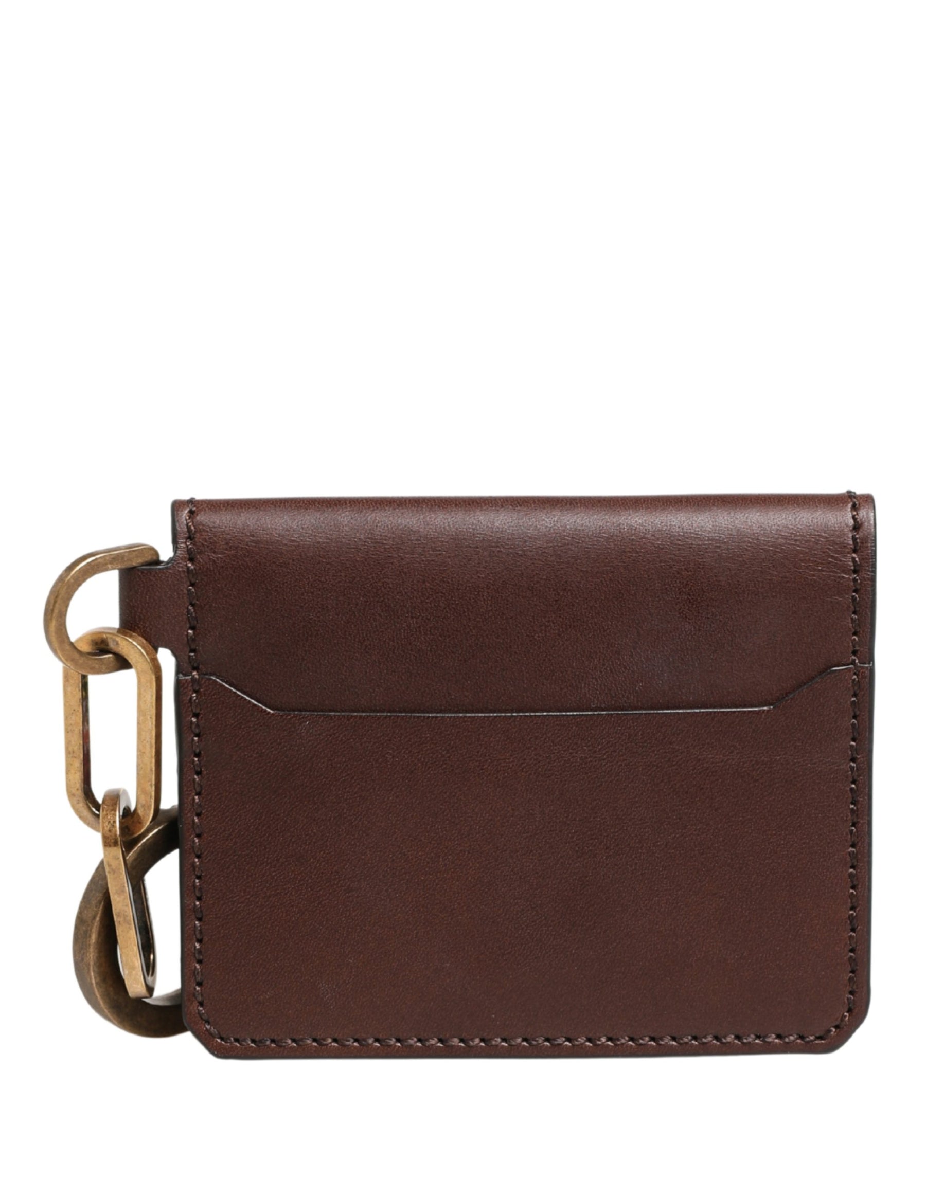 Dolce & Gabbana Brown Leather Logo Embossed Key Chain Card Holder Wallet | Regal Royce