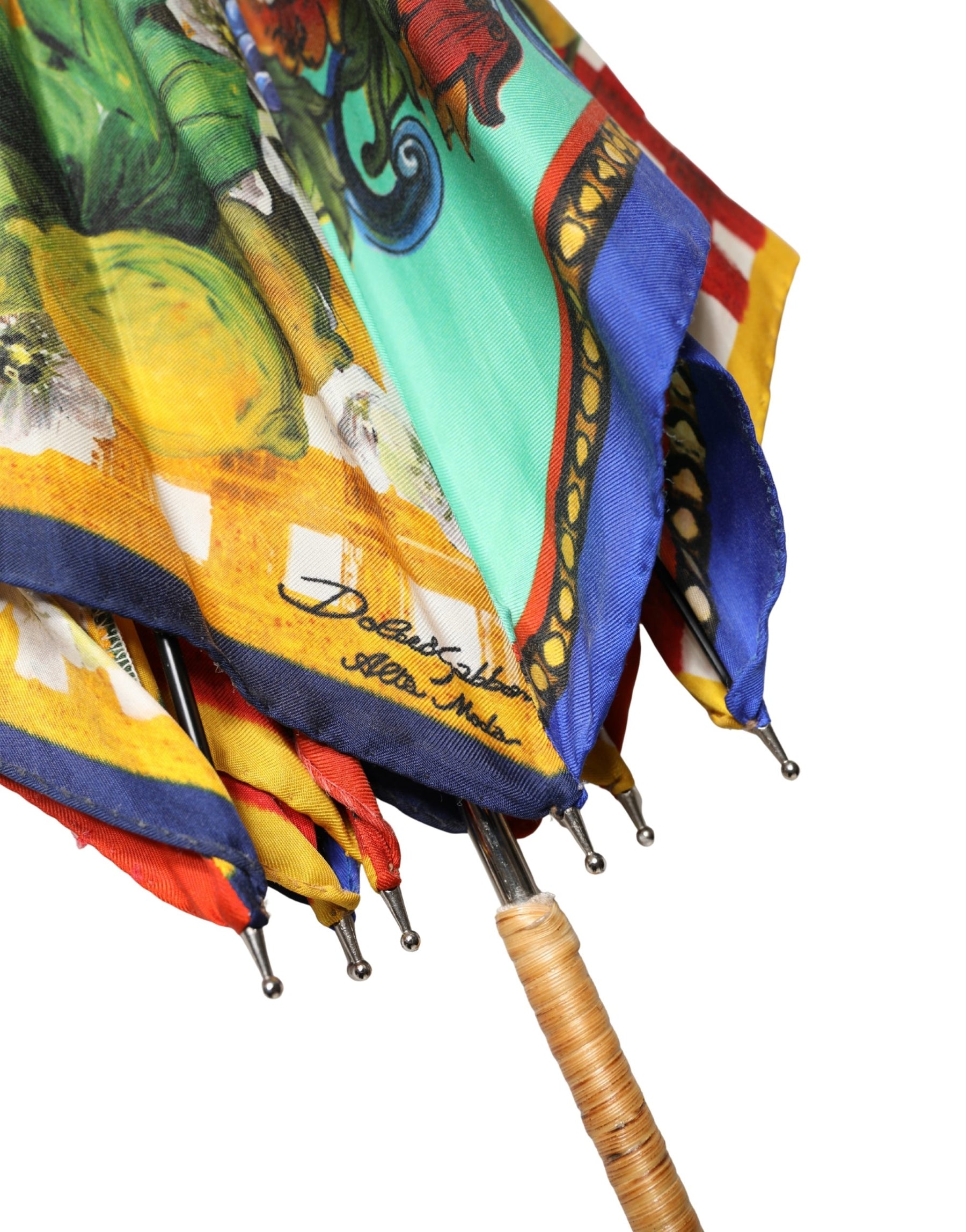 Dolce & Gabbana Multicolor Carretto Siciliano Print Collapsible Umbrella | Regal Royce
