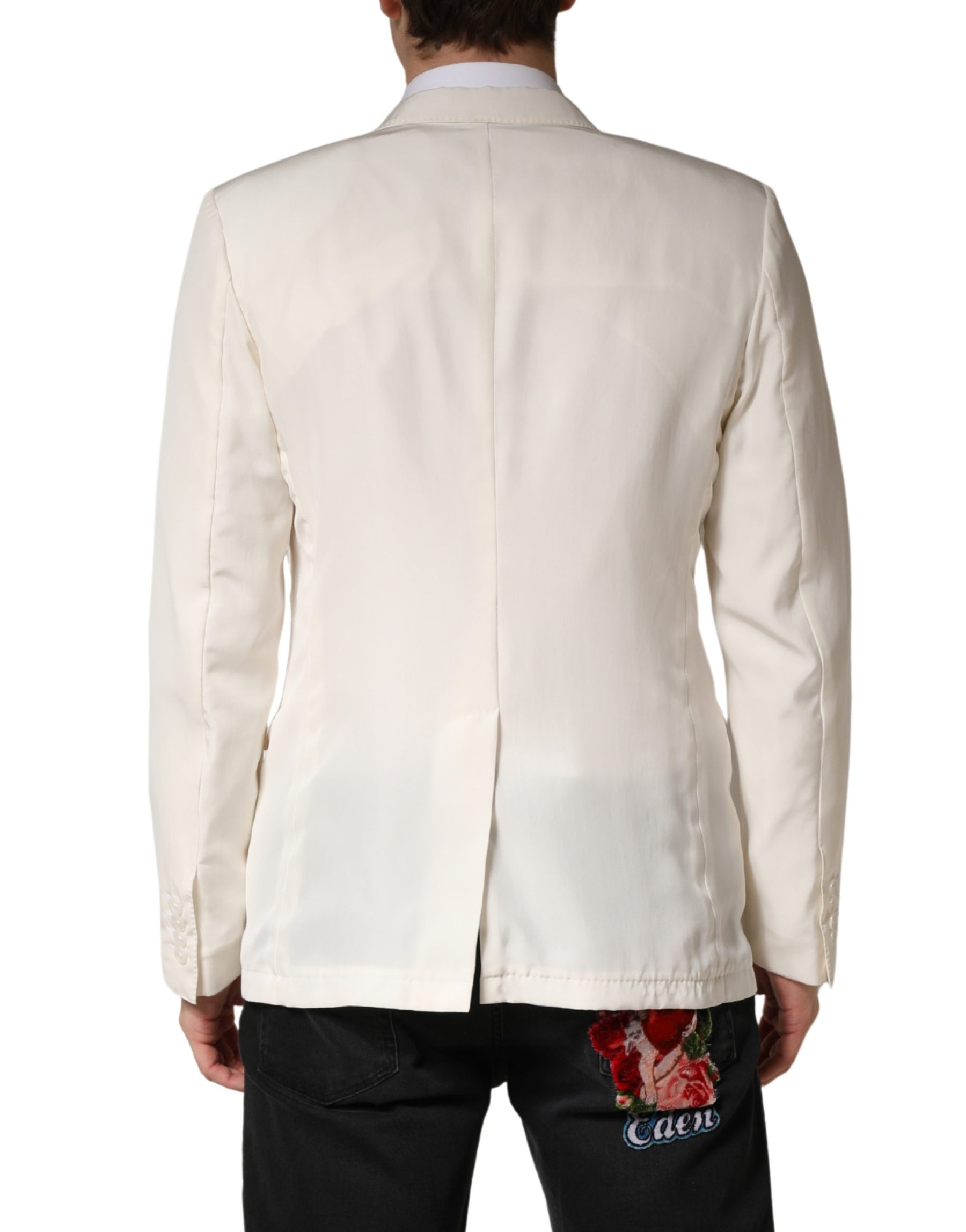 Dolce & Gabbana White Cotton Single Breasted Jacket Blazer | Regal Royce