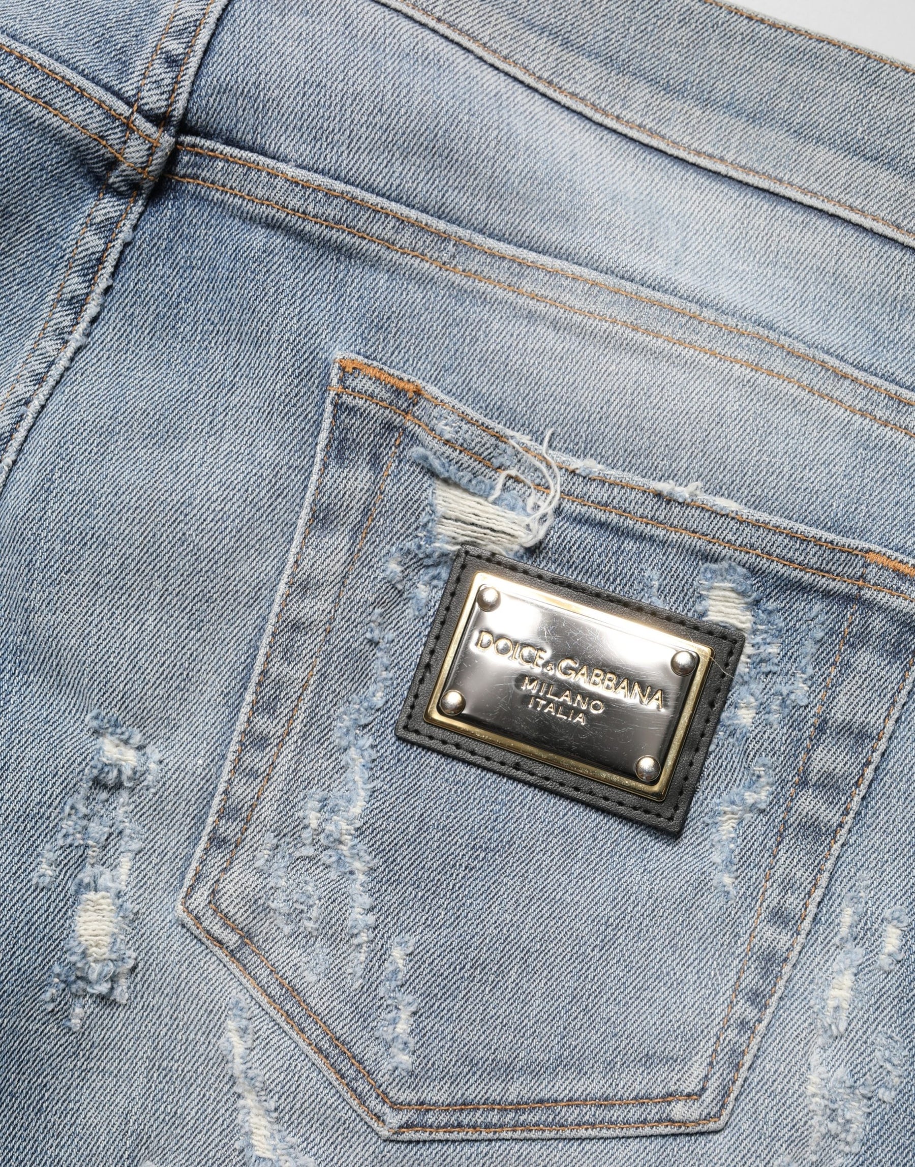 Dolce & Gabbana Light Blue Distressed Skinny Men Denim Jeans | Regal Royce