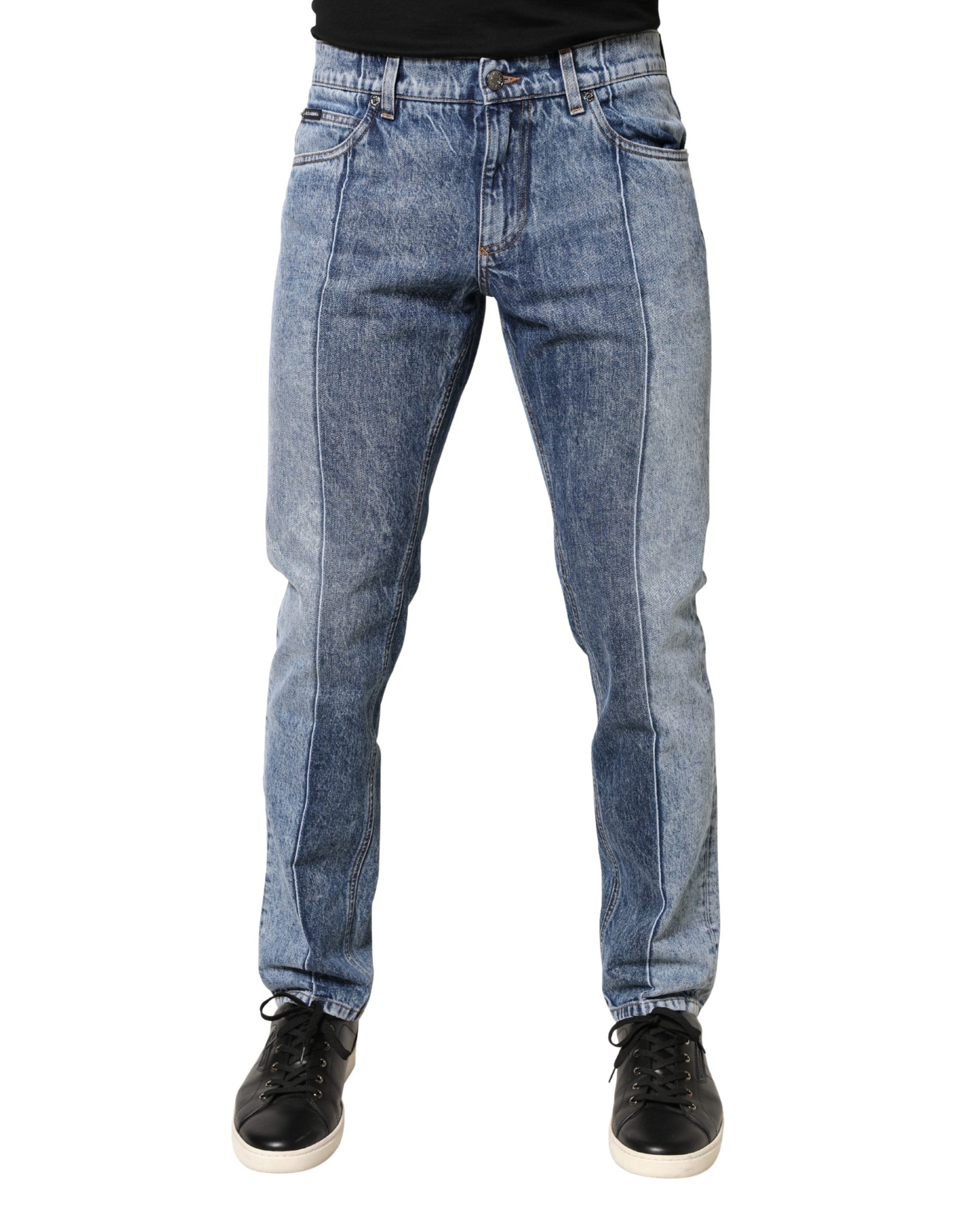 Dolce & Gabbana Two Tone Blue Cotton Regular Men Denim Jeans | Regal Royce