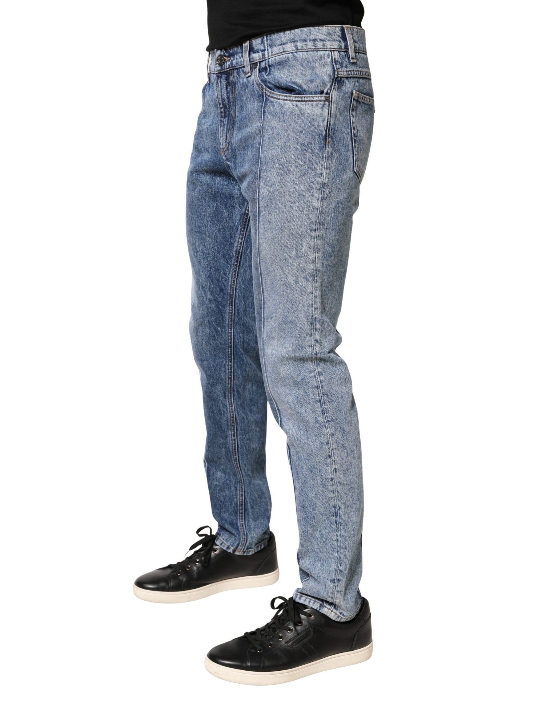 Dolce & Gabbana Two Tone Blue Cotton Regular Men Denim Jeans | Regal Royce
