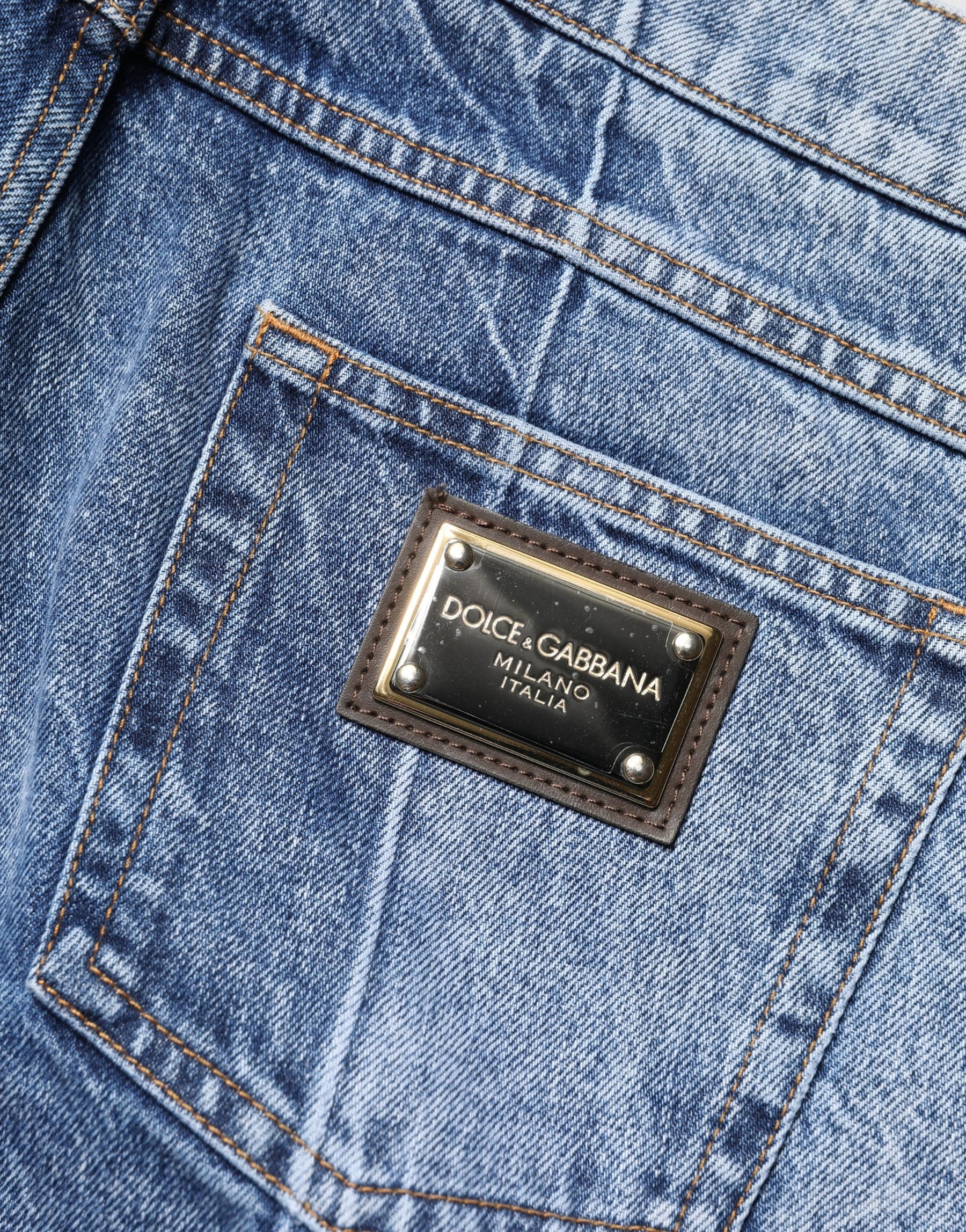 Dolce & Gabbana Two Tone Blue Cotton Regular Men Denim Jeans | Regal Royce