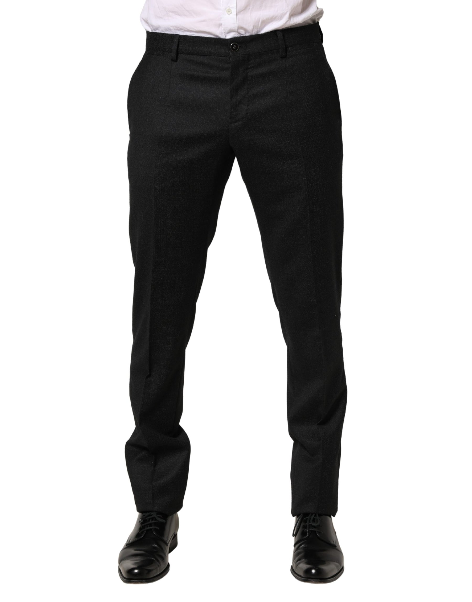 Dolce & Gabbana Black Wool Skinny Men Dress Trouser Pants | Regal Royce