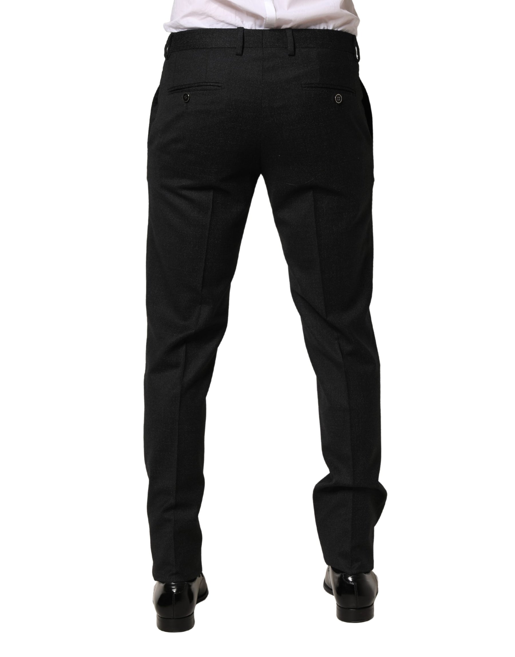 Dolce & Gabbana Black Wool Skinny Men Dress Trouser Pants | Regal Royce