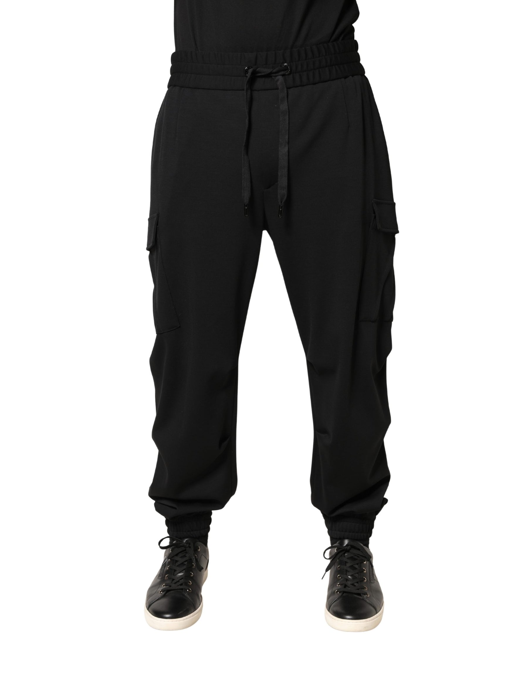 Dolce & Gabbana Black Polyester Cargo Jogger Men Trouser Pants | Regal Royce