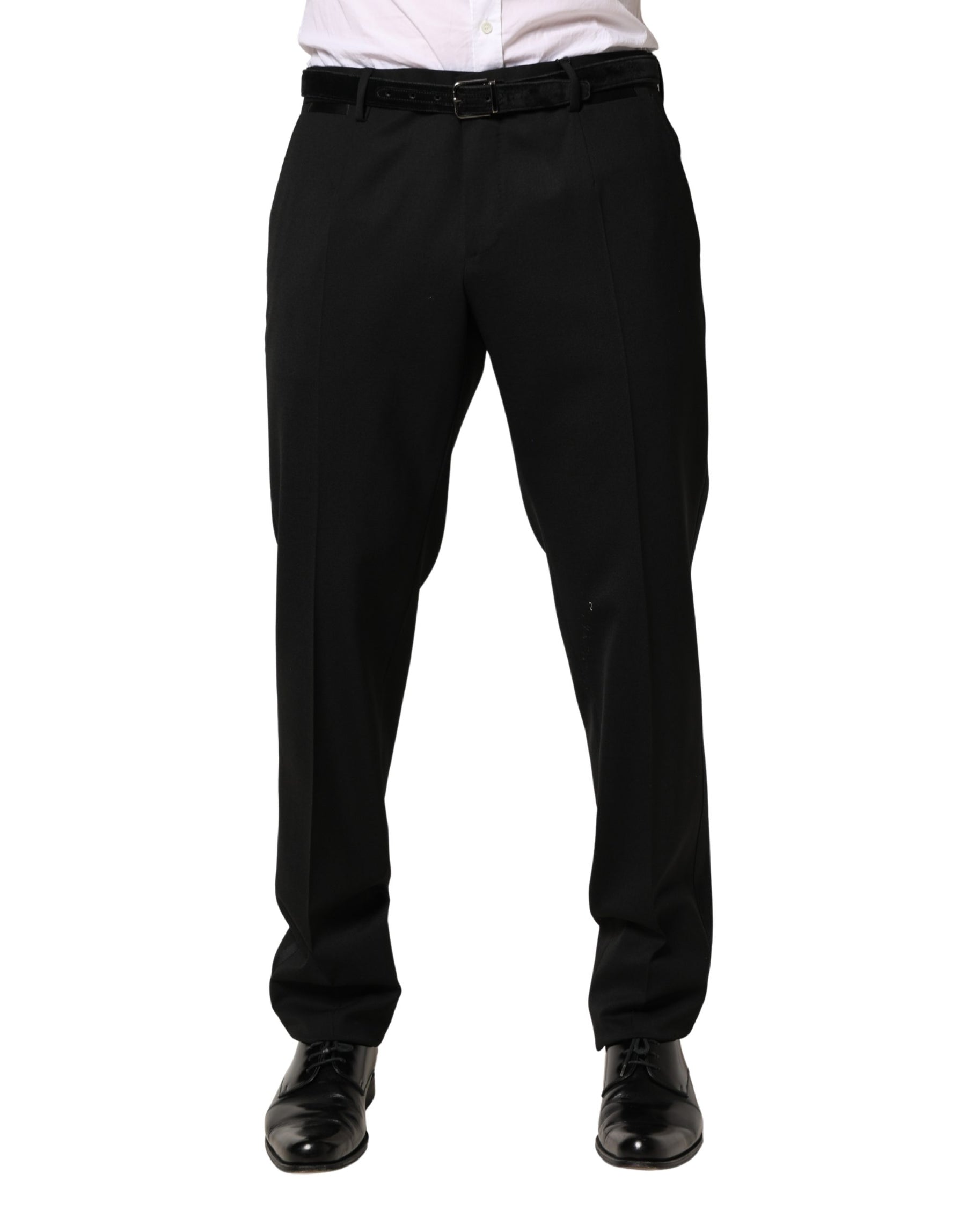 Dolce & Gabbana Black Wool Skinny Men Dress Trouser Pants | Regal Royce