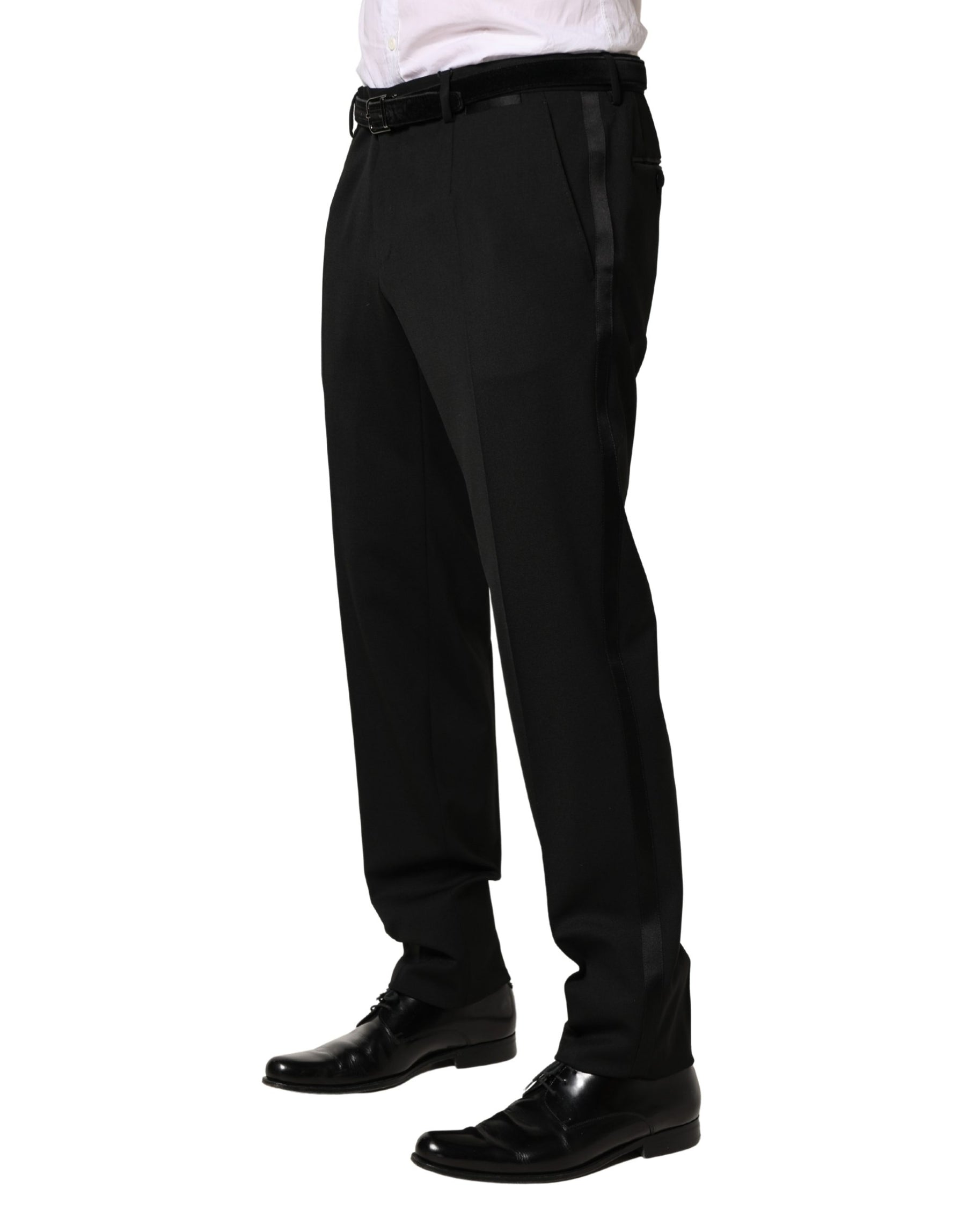 Dolce & Gabbana Black Wool Skinny Men Dress Trouser Pants | Regal Royce