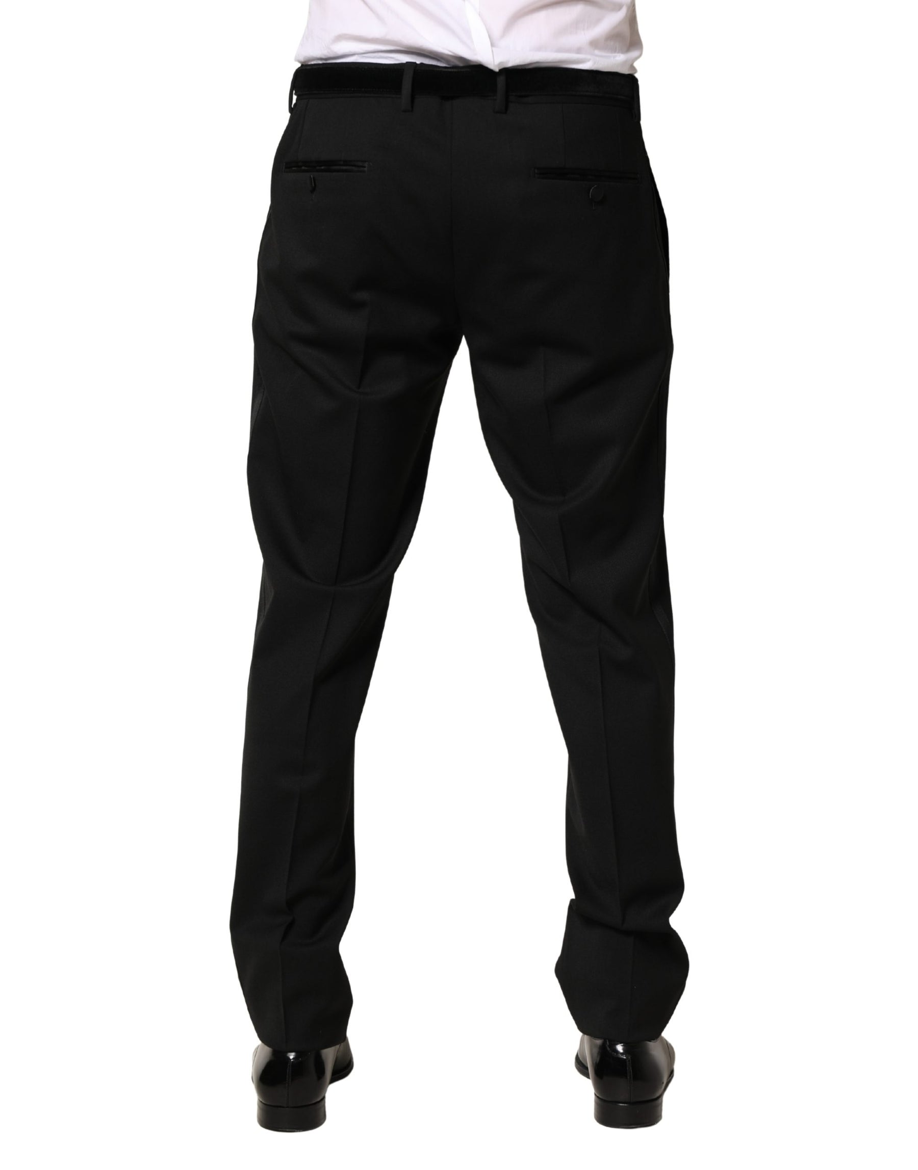 Dolce & Gabbana Black Wool Skinny Men Dress Trouser Pants | Regal Royce