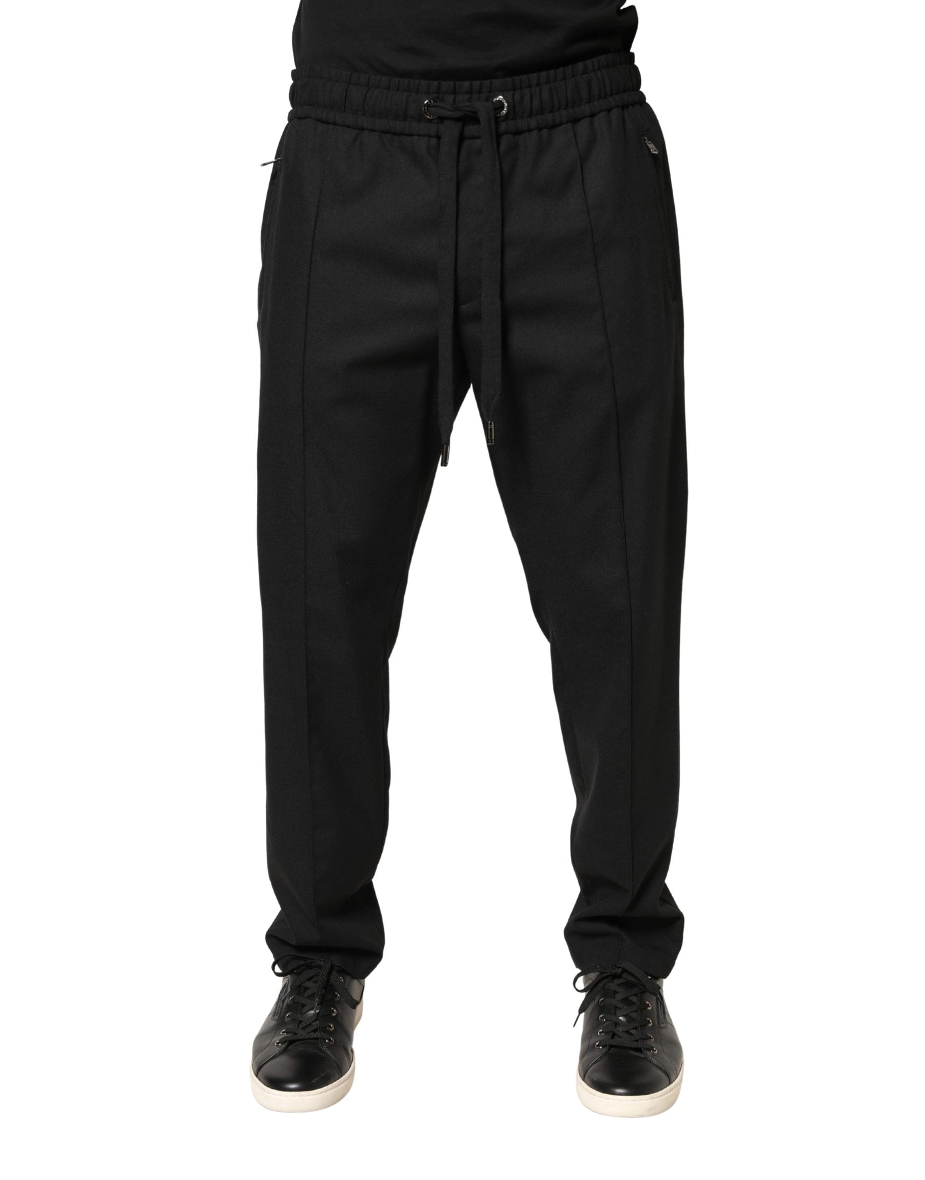 Dolce & Gabbana Black Wool Skinny Jogger Trouser Pants | Regal Royce