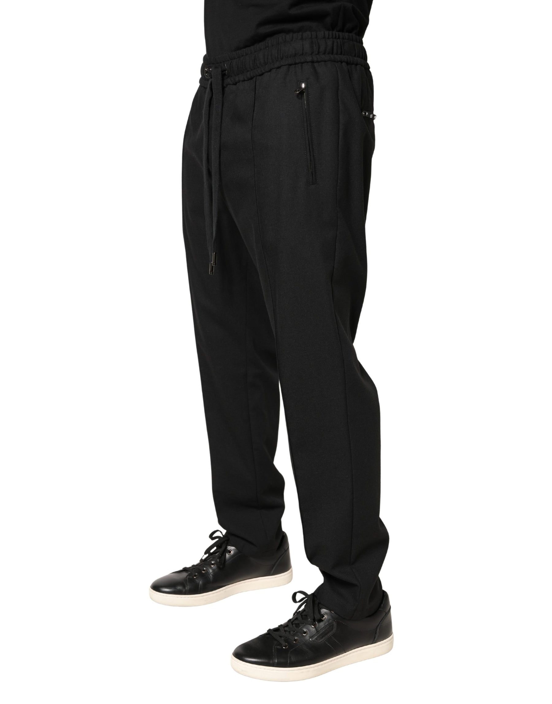 Dolce & Gabbana Black Wool Skinny Jogger Trouser Pants | Regal Royce