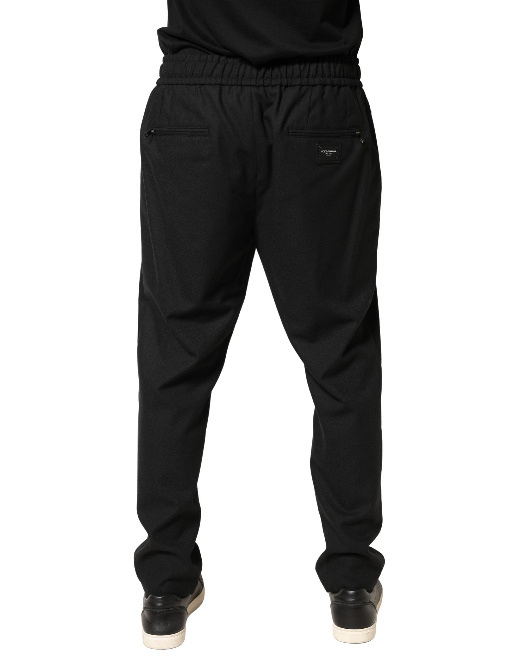 Dolce & Gabbana Black Wool Skinny Jogger Trouser Pants | Regal Royce