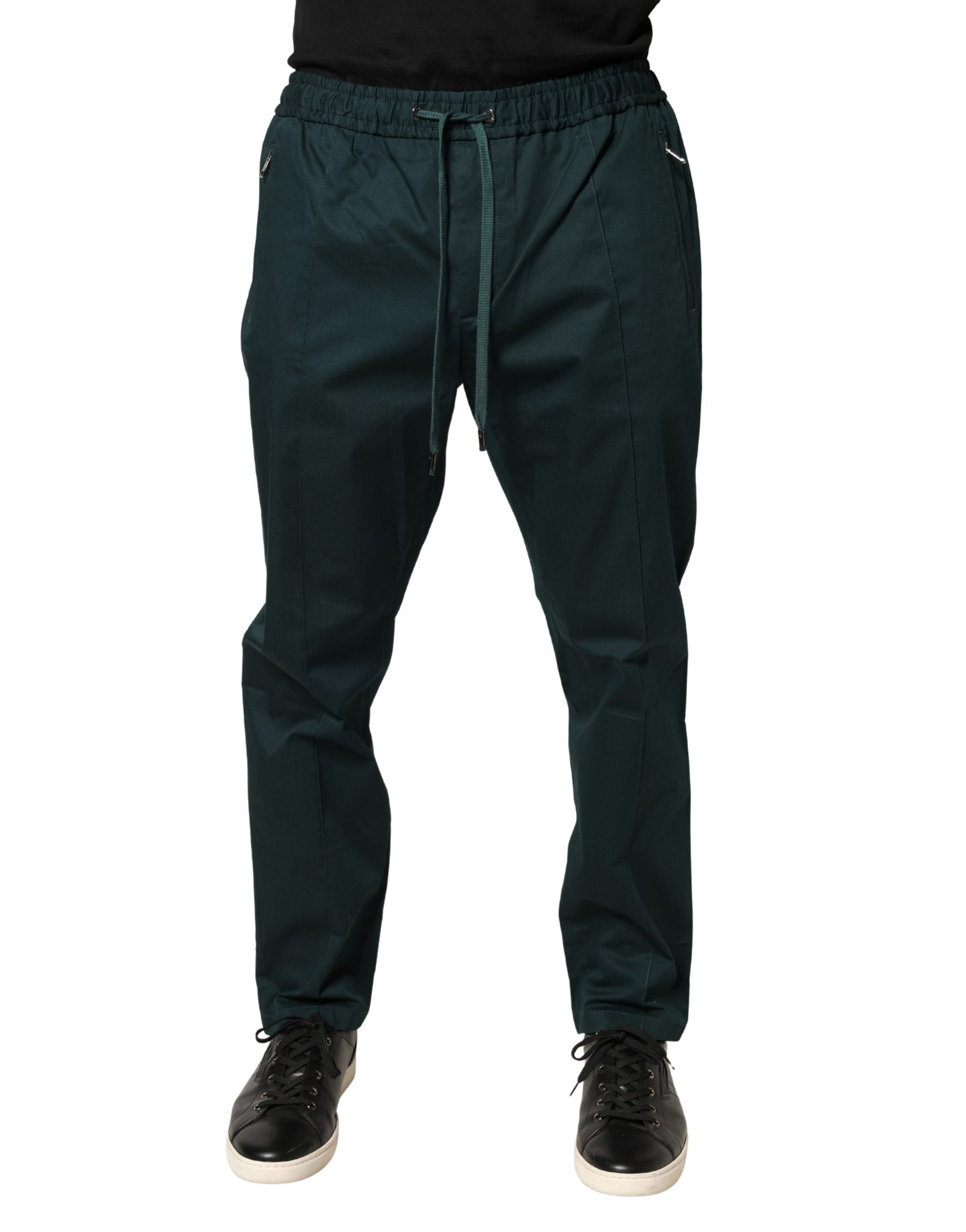 Dolce & Gabbana Green Cotton Skinny Men Jogger Trouser Pants | Regal Royce
