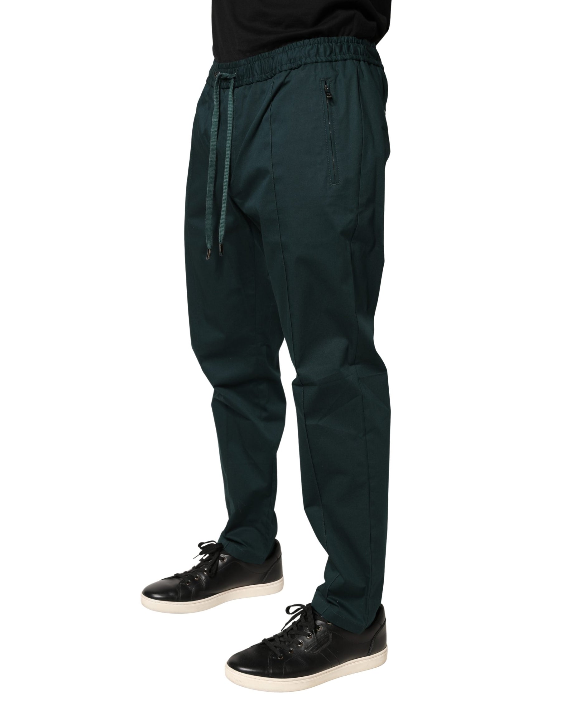 Dolce & Gabbana Green Cotton Skinny Men Jogger Trouser Pants | Regal Royce