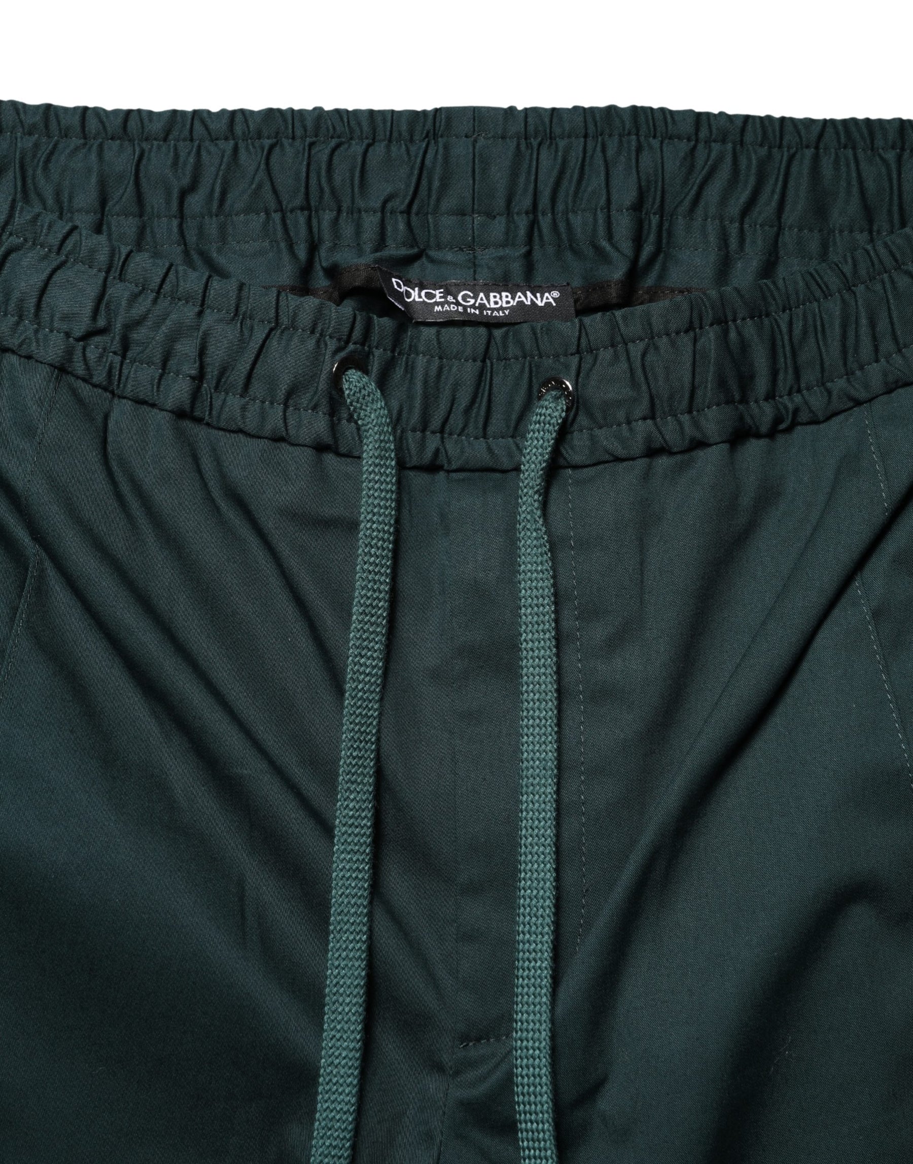 Dolce & Gabbana Green Cotton Skinny Men Jogger Trouser Pants | Regal Royce