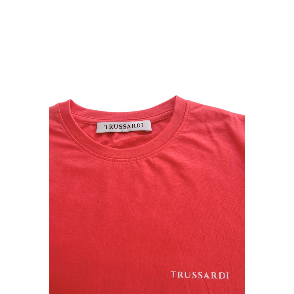 Trussardi Beachwear Red Cotton Men's T-Shirt | Regal Royce
