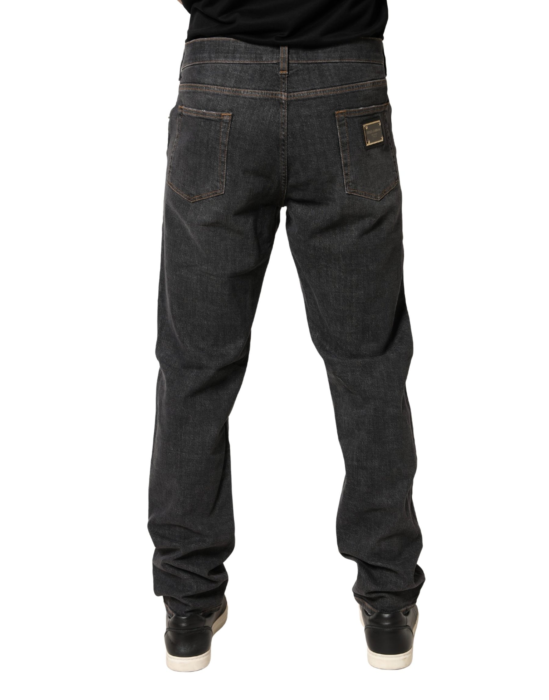 Dolce & Gabbana Dark Gray Slim Fit Cotton Men Denim Jeans | Regal Royce
