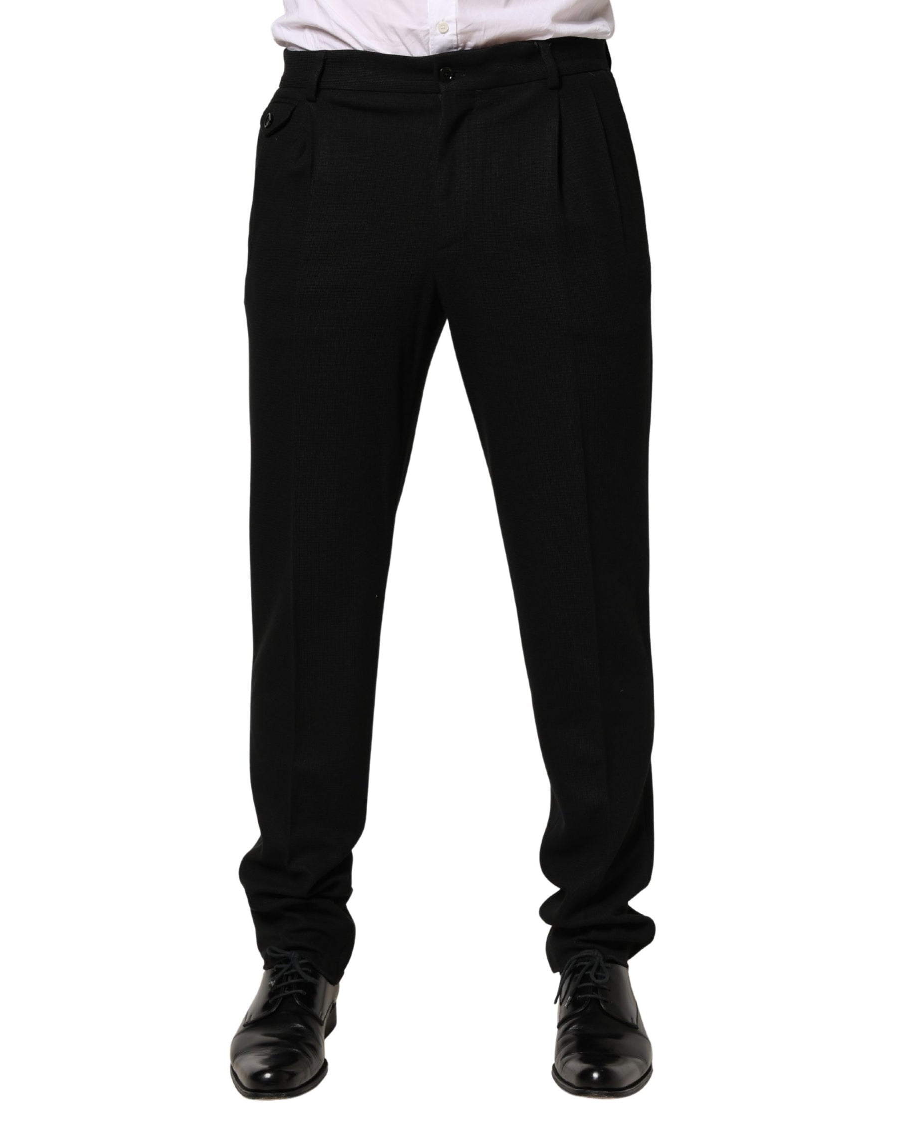 Dolce & Gabbana Black Wool Skinny Men Dress Trouser Pants | Regal Royce