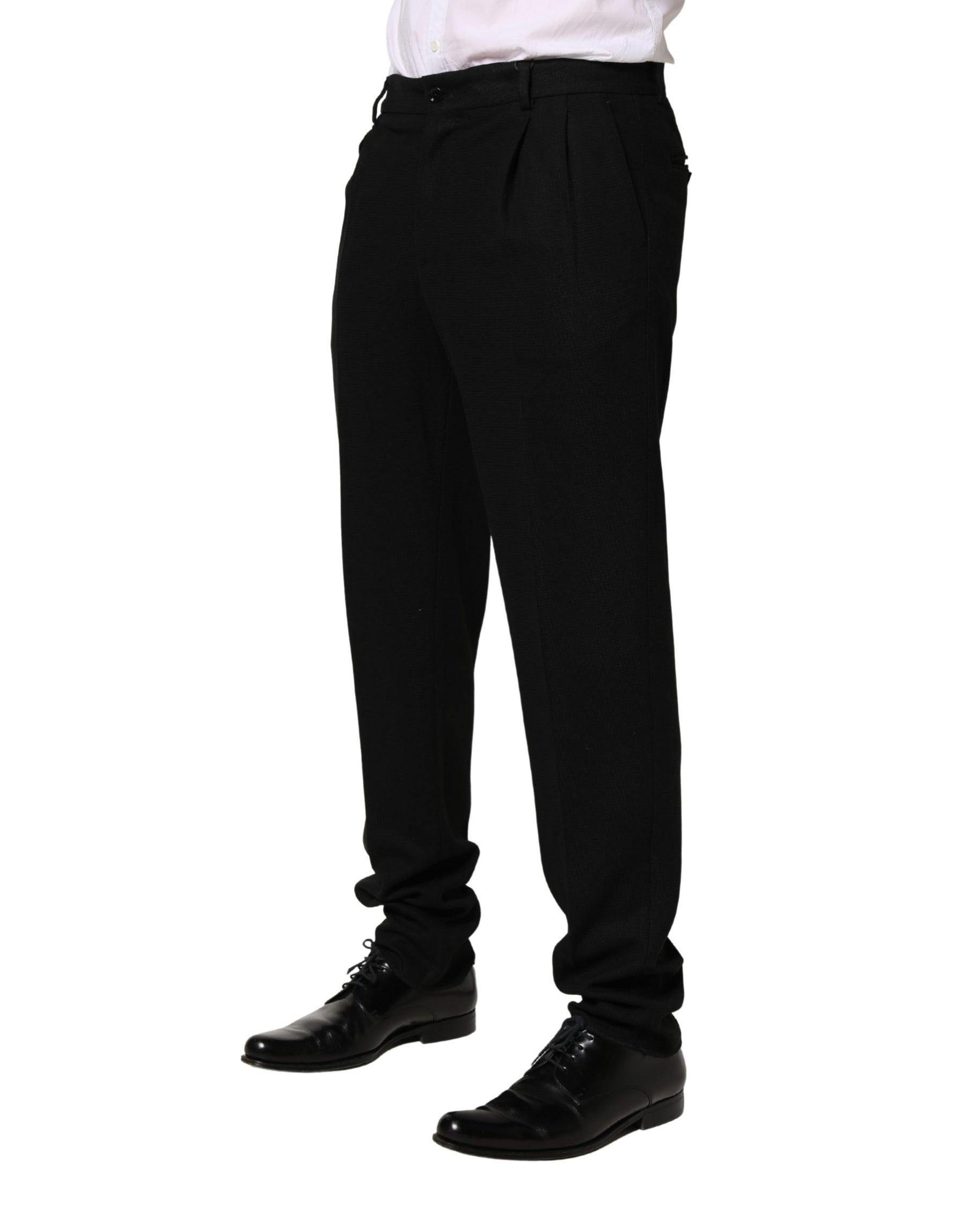Dolce & Gabbana Black Wool Skinny Men Dress Trouser Pants | Regal Royce