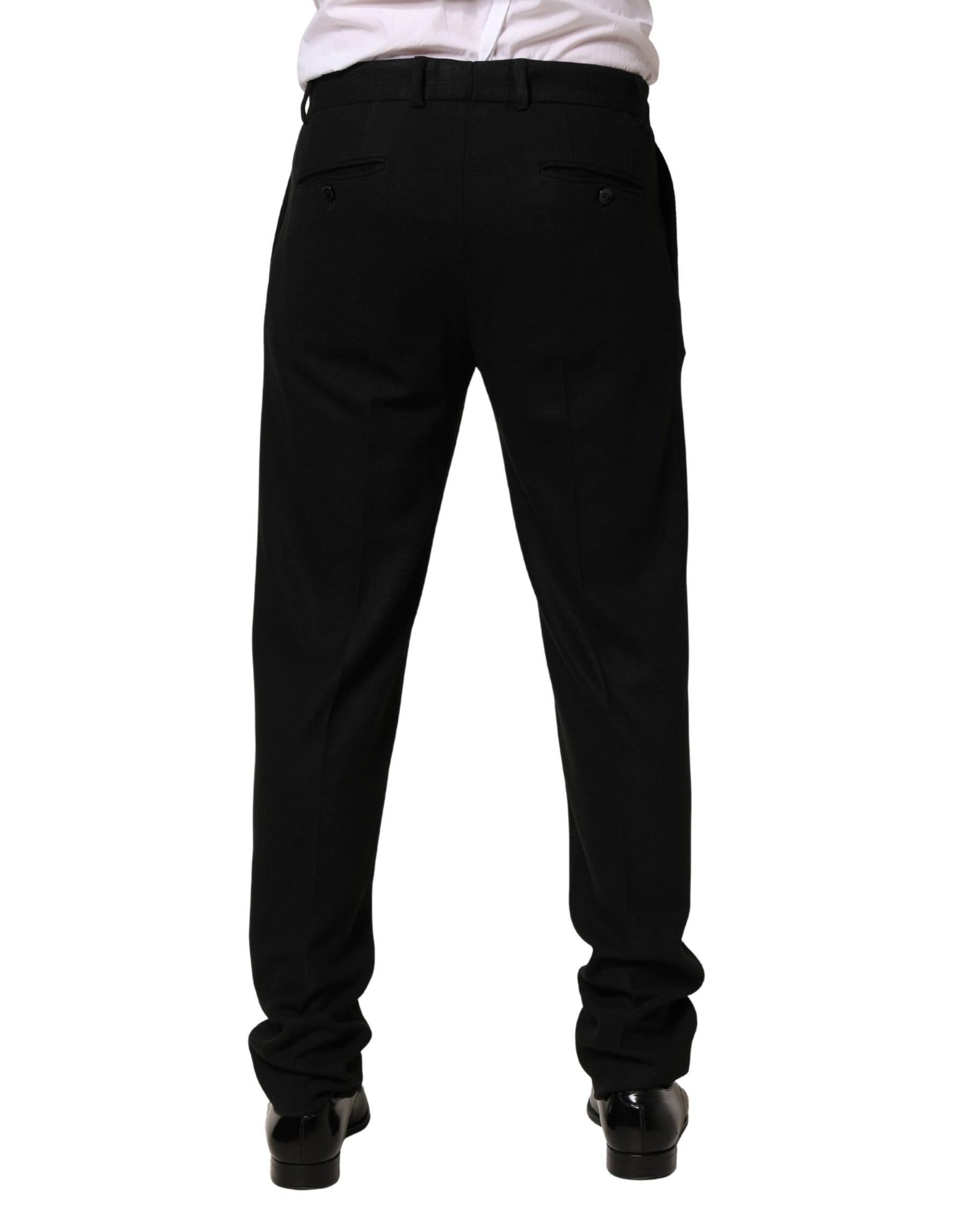 Dolce & Gabbana Black Wool Skinny Men Dress Trouser Pants | Regal Royce