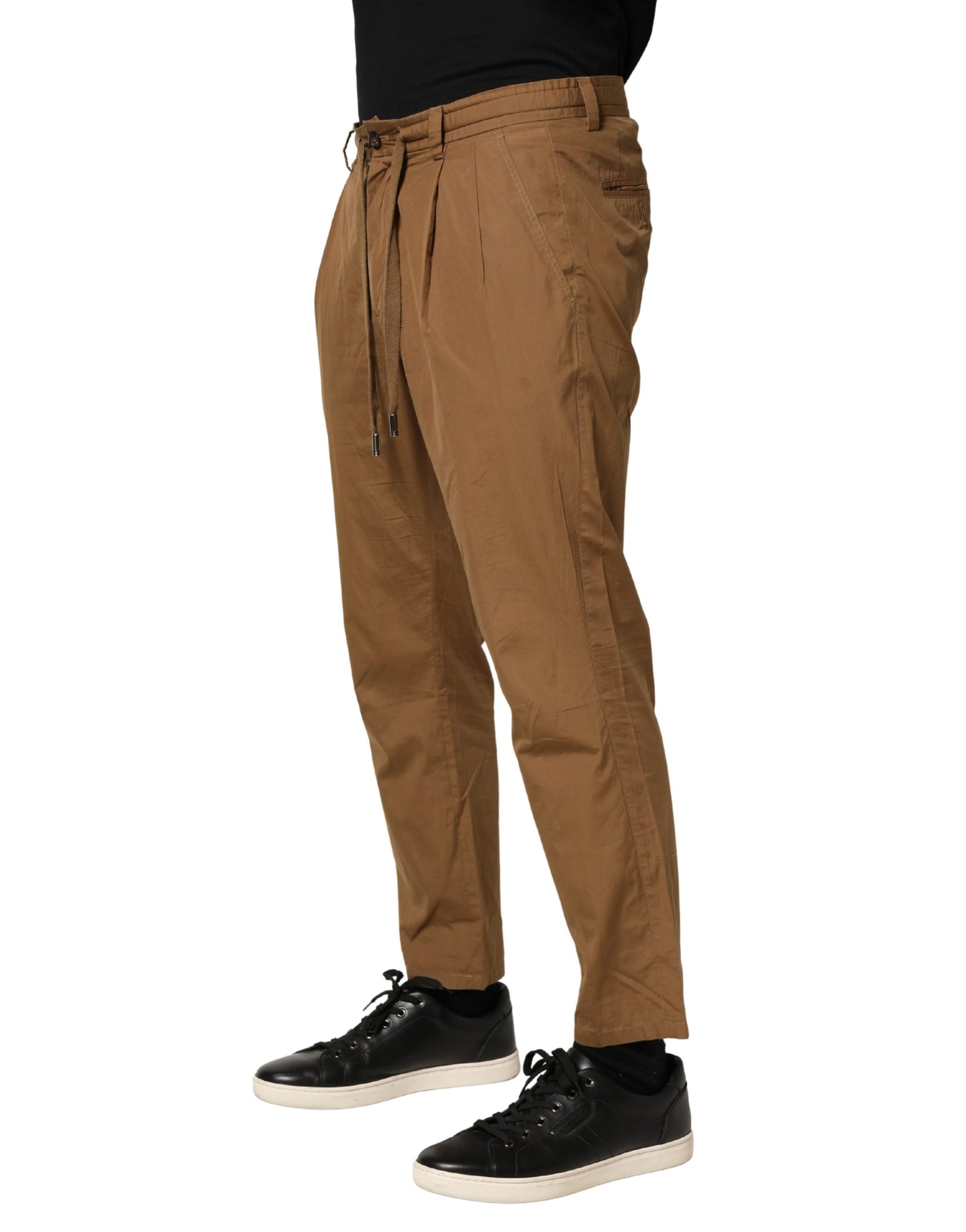 Dolce & Gabbana Brown Cotton Straight Chino Men Trouser Pants | Regal Royce