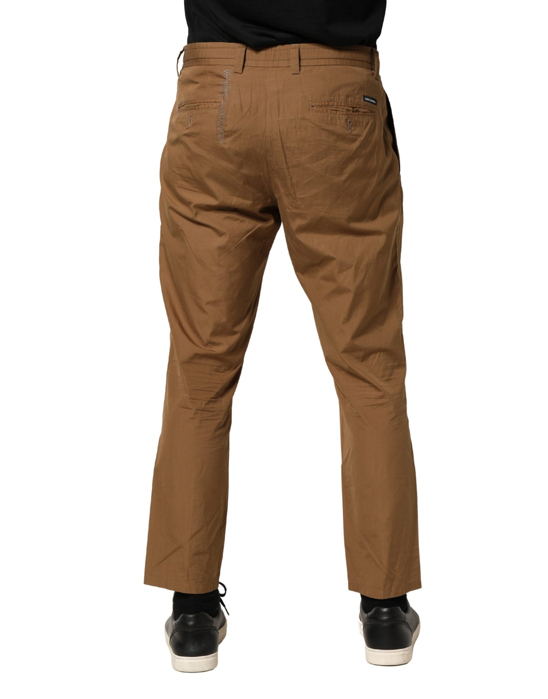 Dolce & Gabbana Brown Cotton Straight Chino Men Trouser Pants | Regal Royce