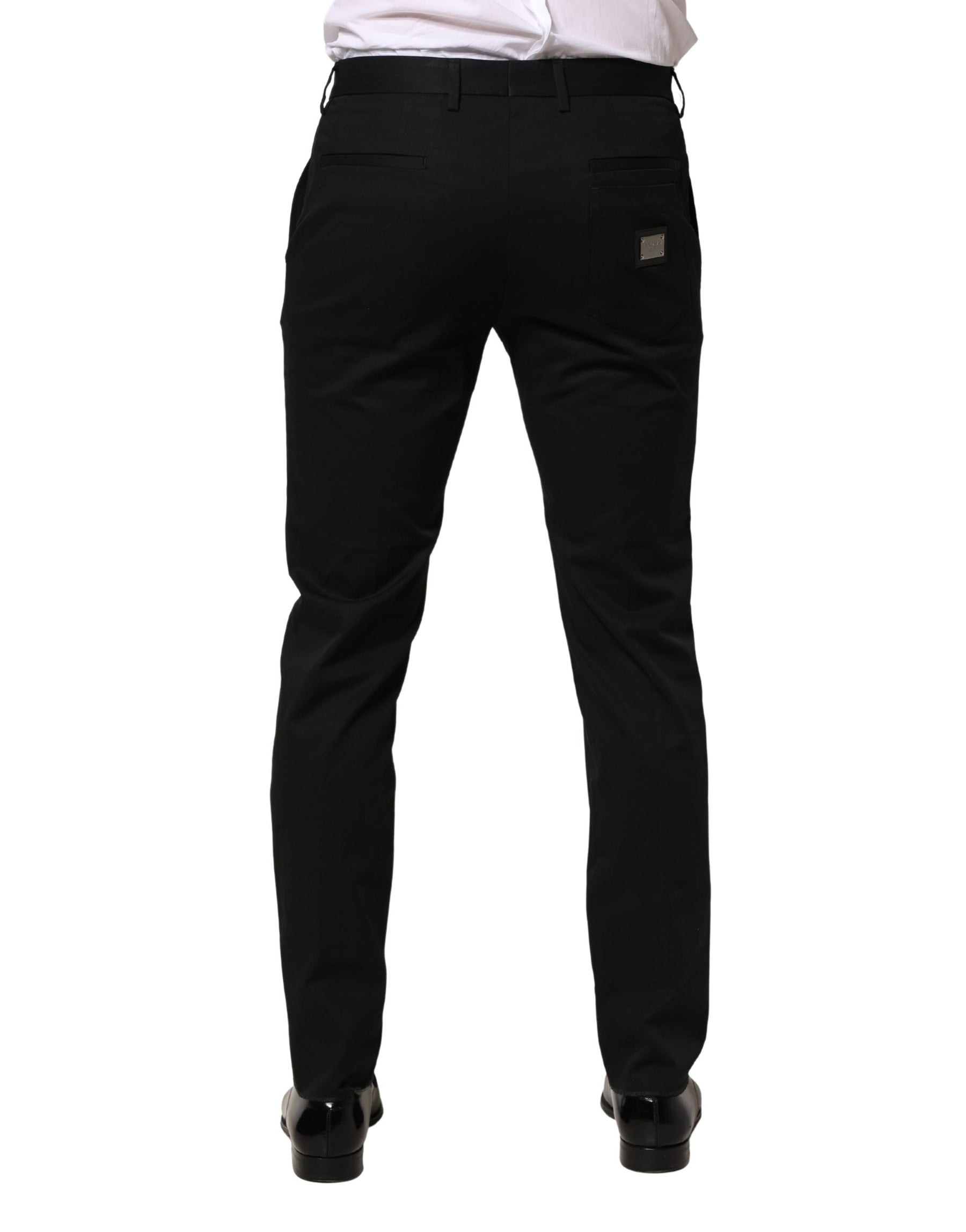 Dolce & Gabbana Black Cotton Skinny Dress Formal Trouser Pants | Regal Royce