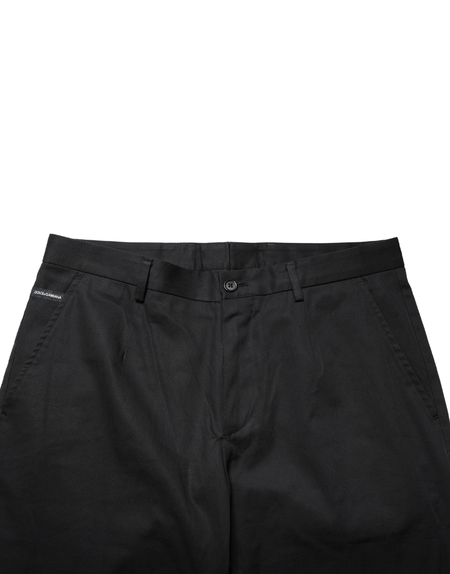 Dolce & Gabbana Black Cotton Skinny Dress Formal Trouser Pants | Regal Royce