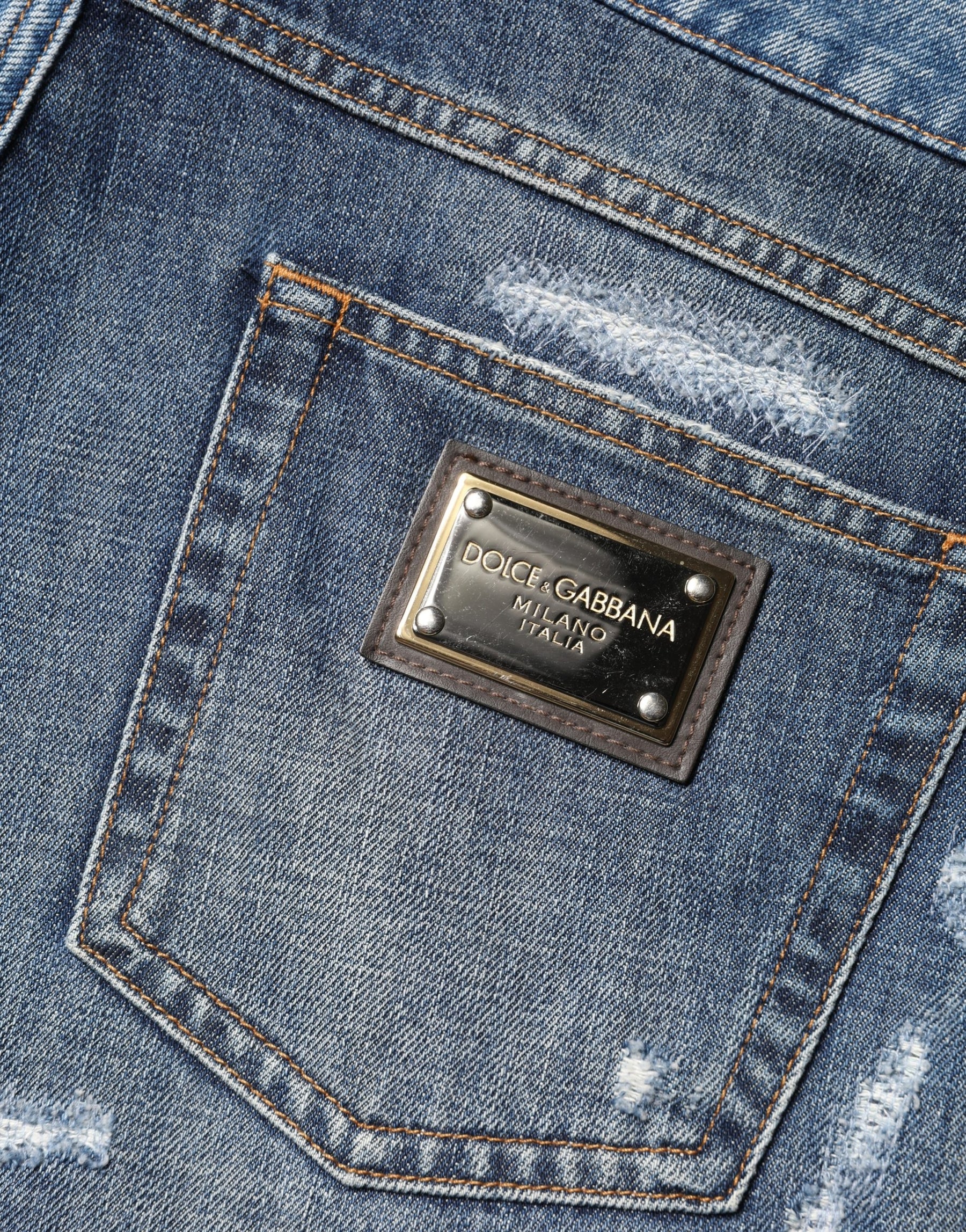 Dolce & Gabbana Blue Floral Embroidery Tattered Denim Shorts | Regal Royce