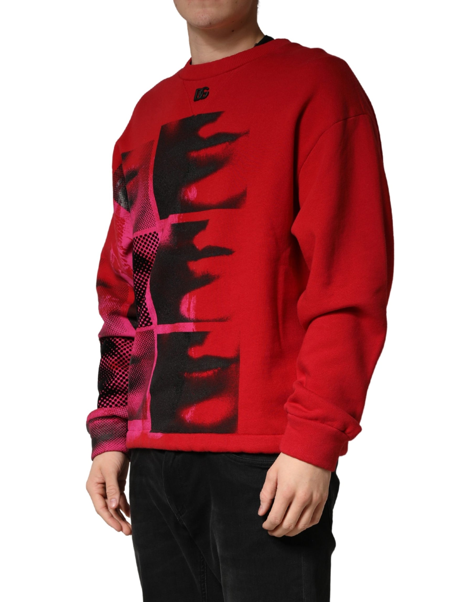 Dolce & Gabbana Red Graphic Crew Neck Men Sweatshirt Sweater | Regal Royce