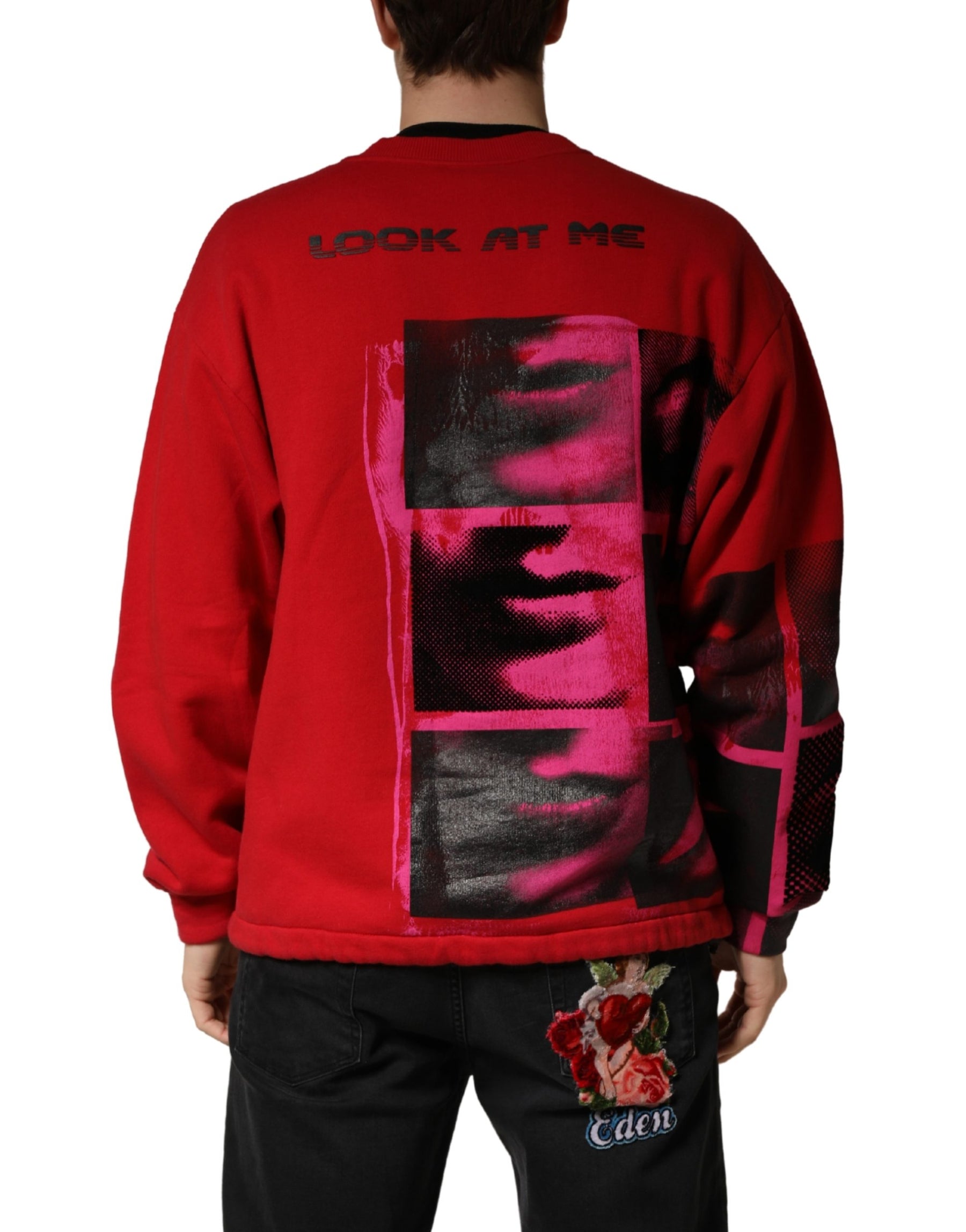 Dolce & Gabbana Red Graphic Crew Neck Men Sweatshirt Sweater | Regal Royce
