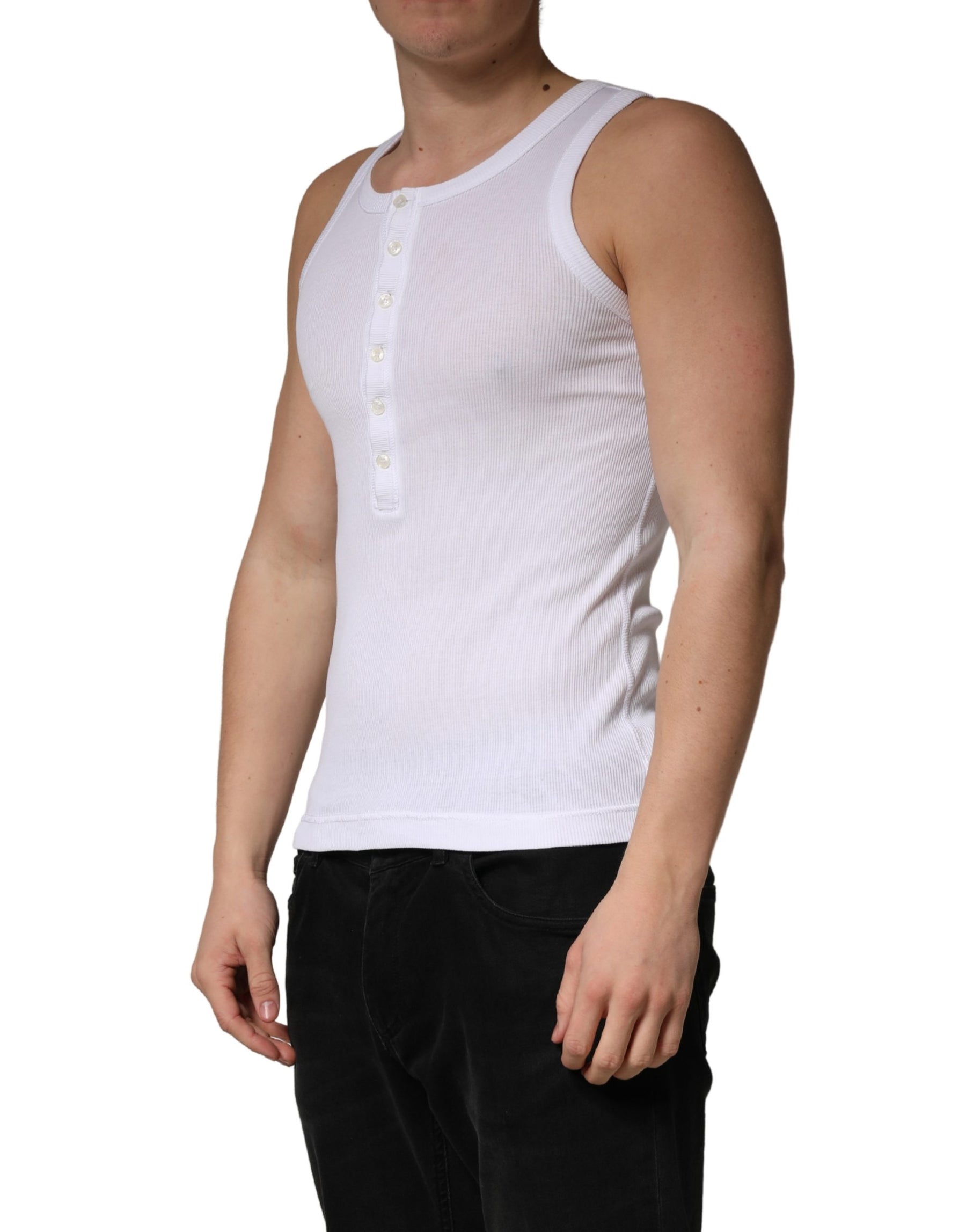 Dolce & Gabbana White Sleeveless Round Neck Tank Top T-shirt | Regal Royce
