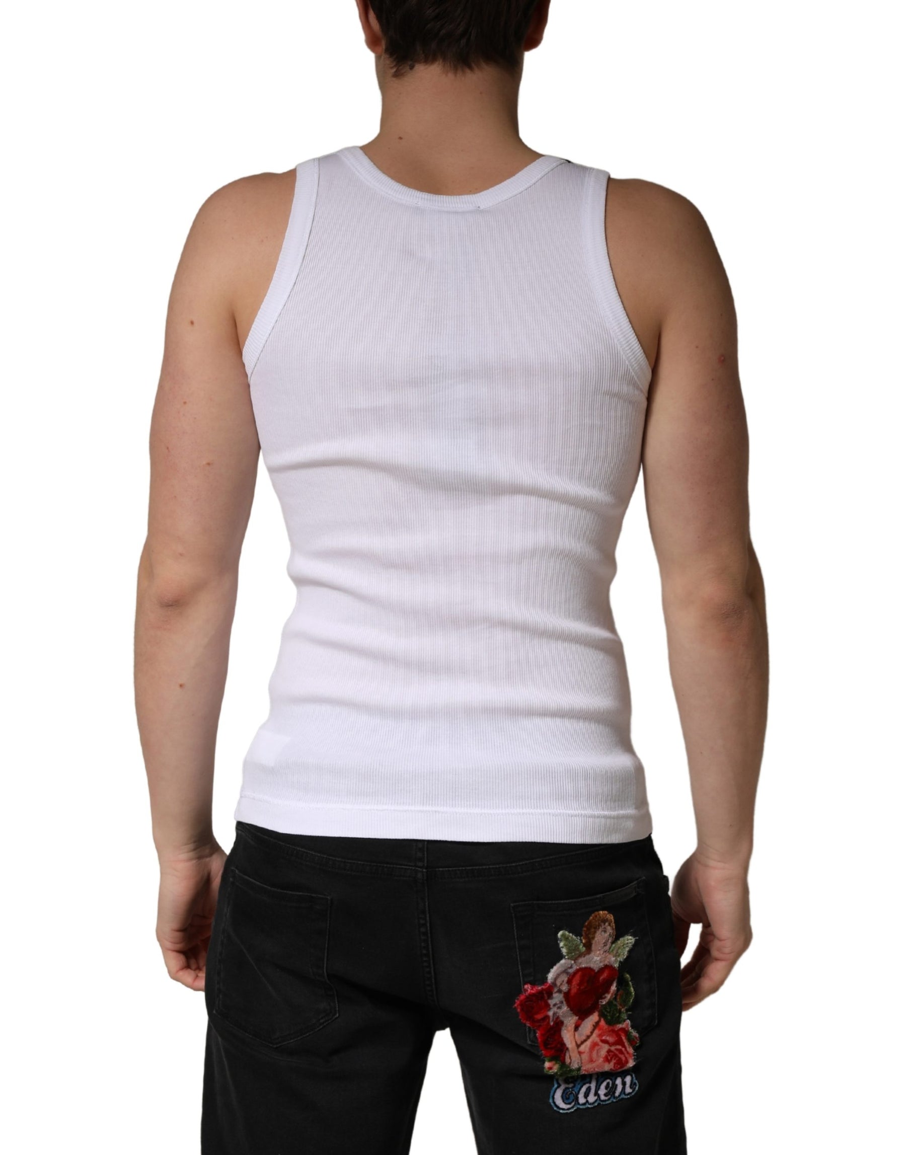 Dolce & Gabbana White Sleeveless Round Neck Tank Top T-shirt | Regal Royce