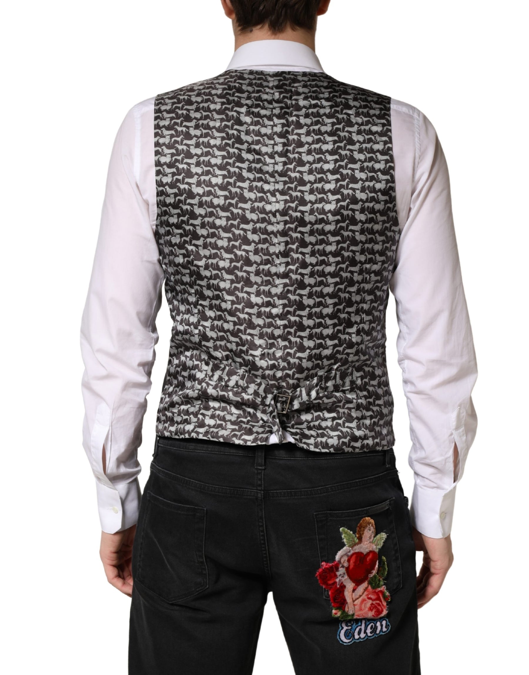 Dolce & Gabbana Black Wool Dress Men Formal Waistcoat Vest | Regal Royce